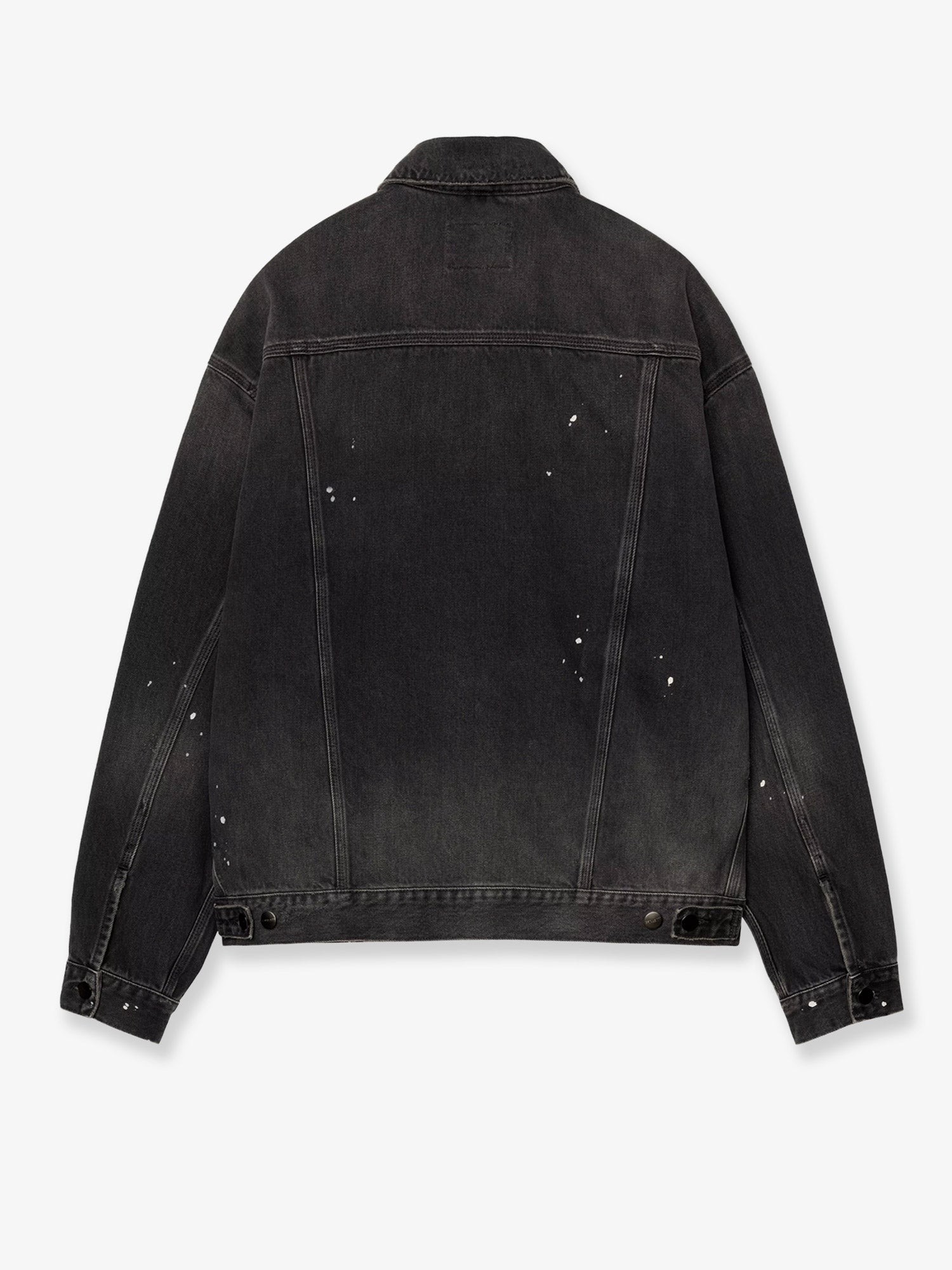 Black denim jacket with a distressed effect - Image 2
