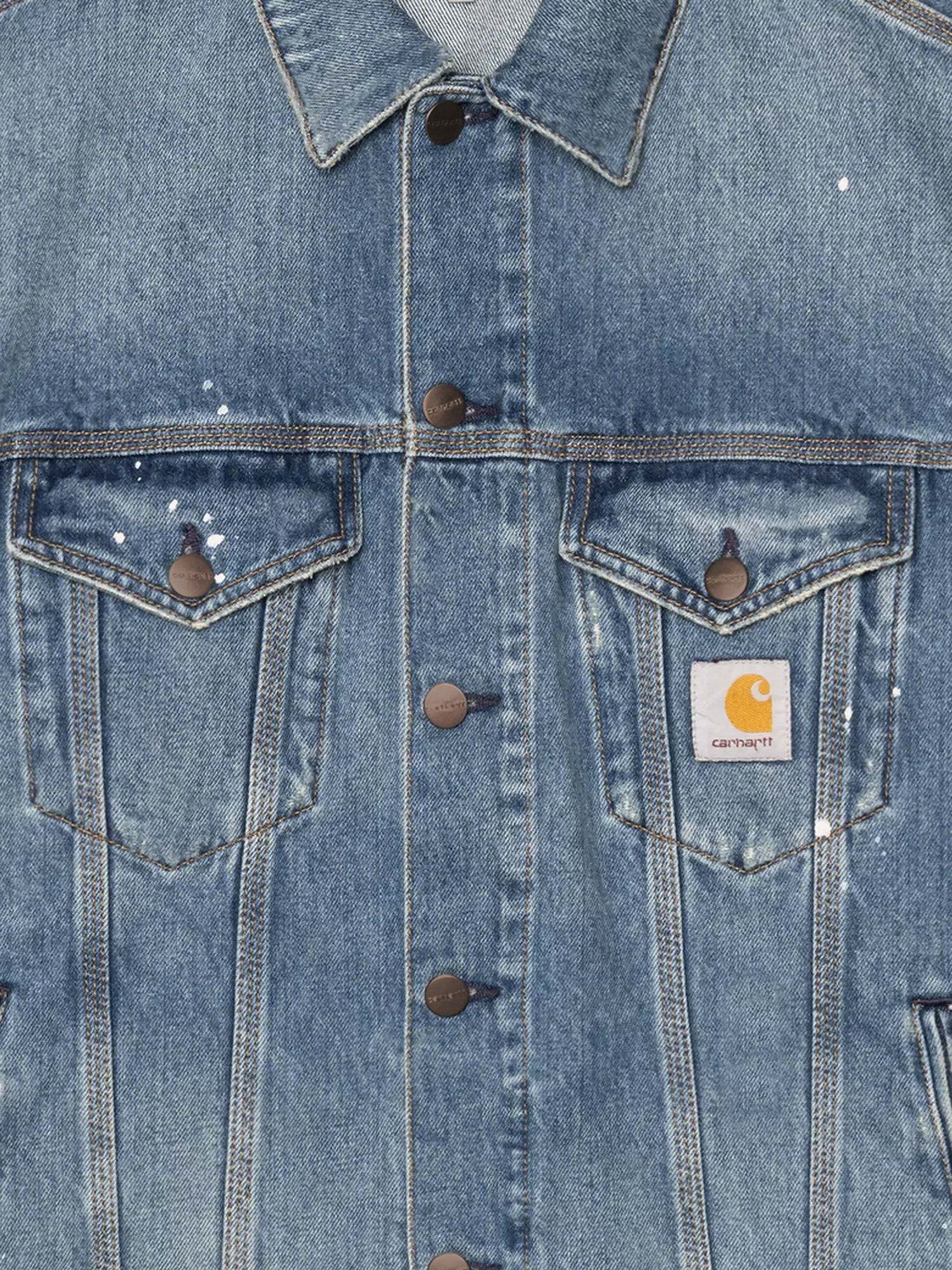 Blue denim jacket with distressed effect - Image 3