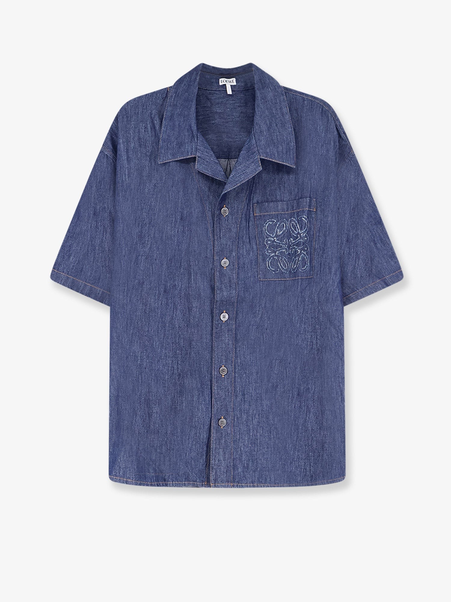 Blue denim shirt with embroidered Anagram logo