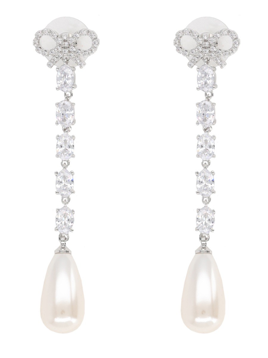 "BOW PEARL DROPLET" EARRINGS