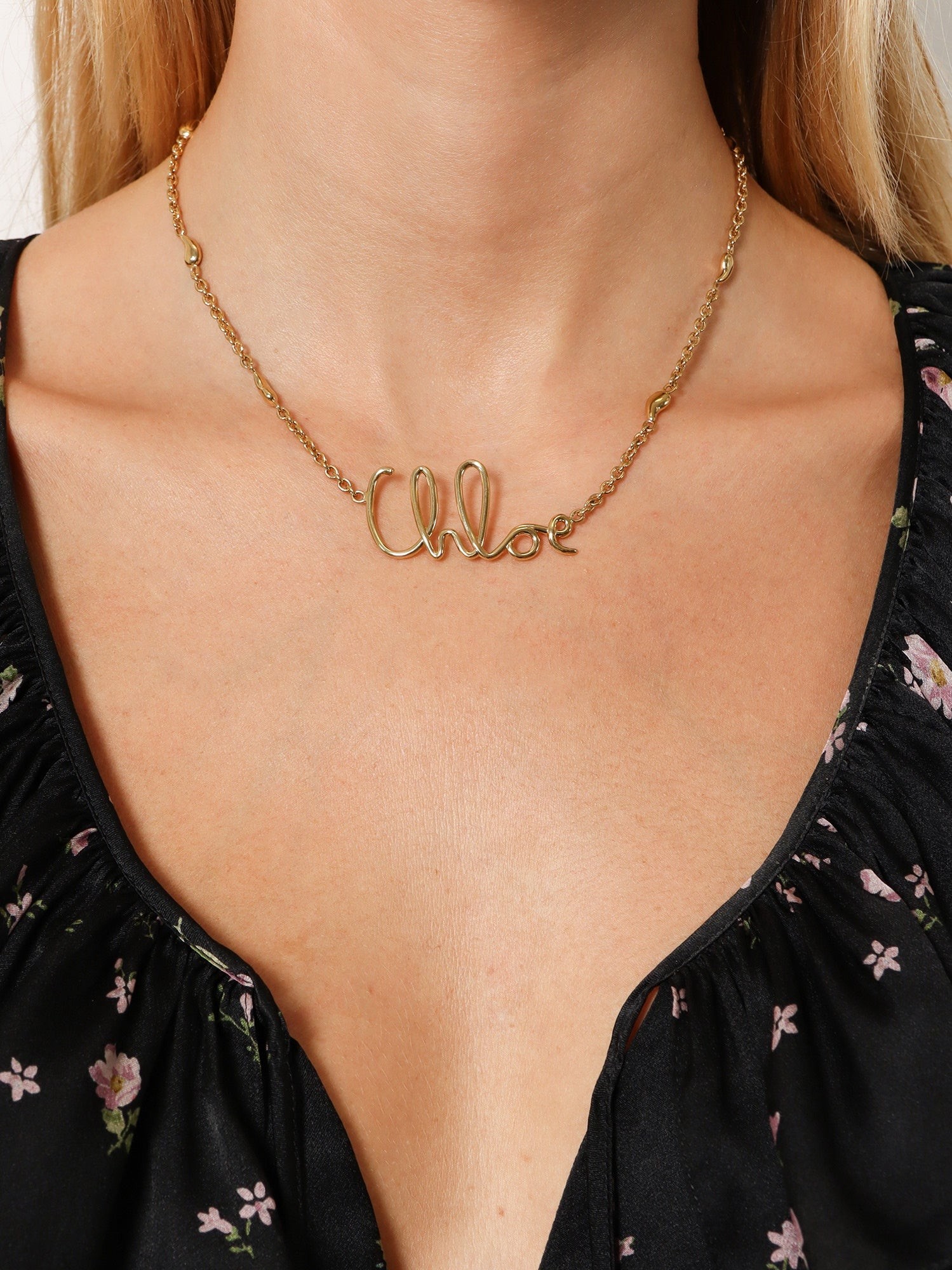 Brass necklace with lettering logo - Image 2