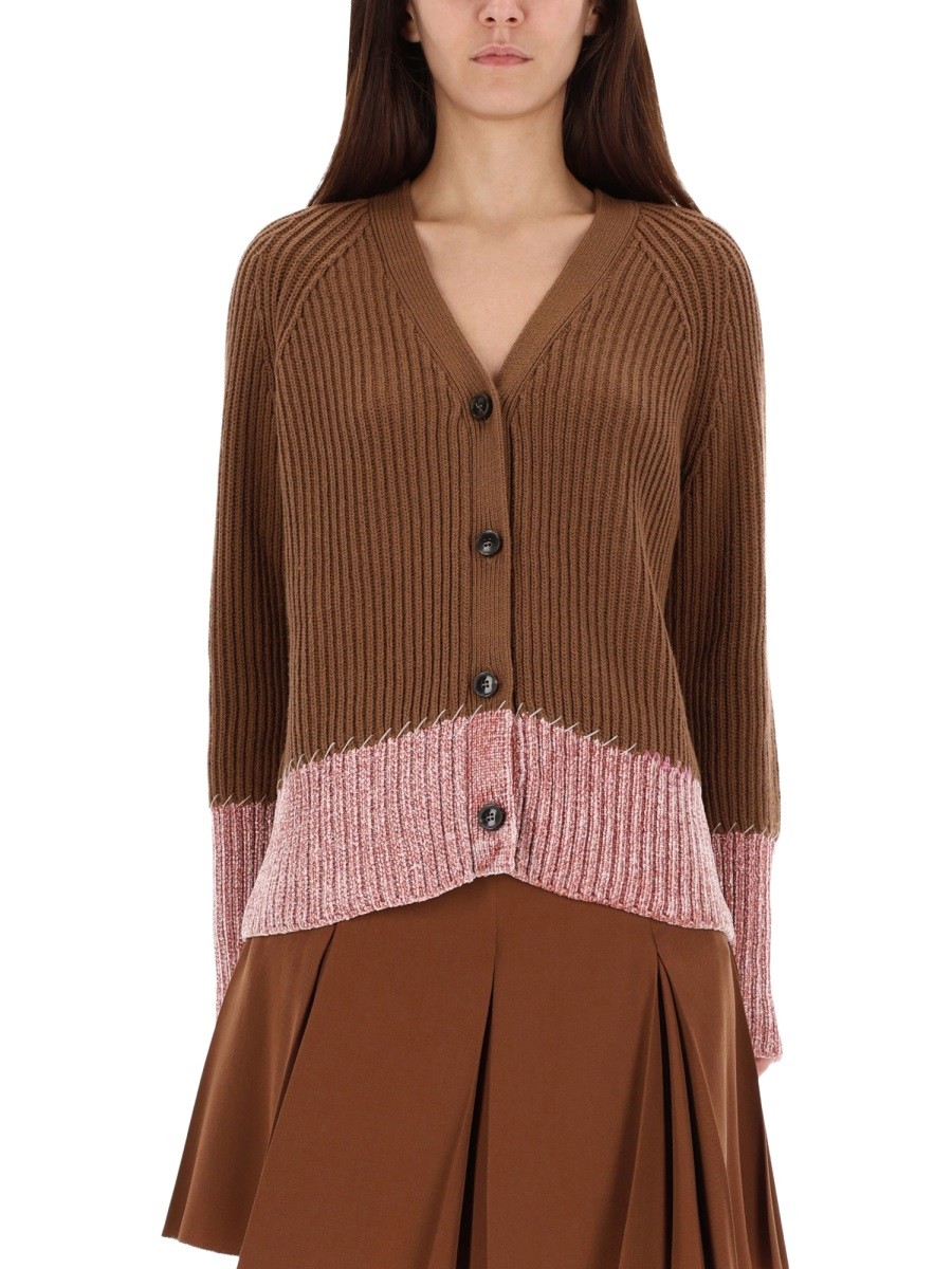 CARDIGAN WITH "COLOR BLOCK" PATTERN