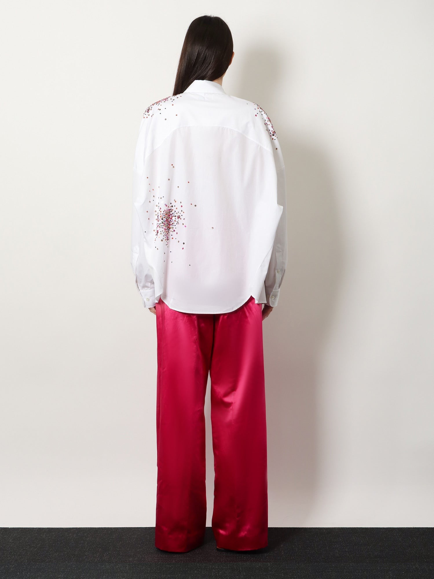 Casia cotton shirt with multicolored sequin detail - Image 4