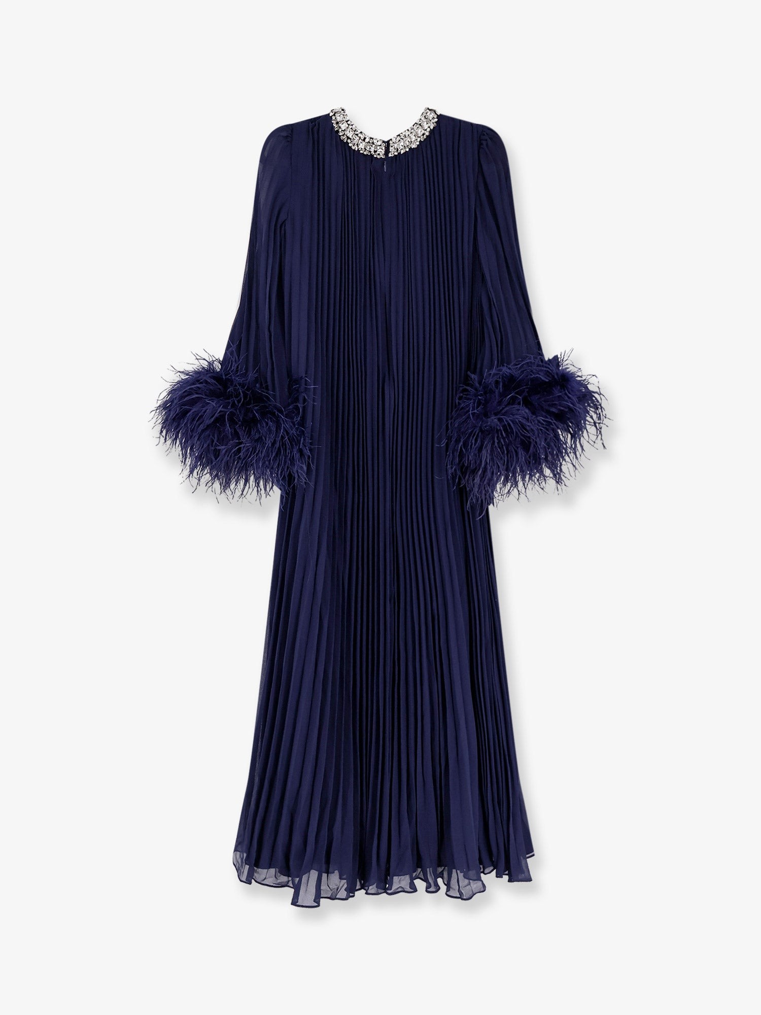 Chiffon long dress with ostrich feathers - Image 2
