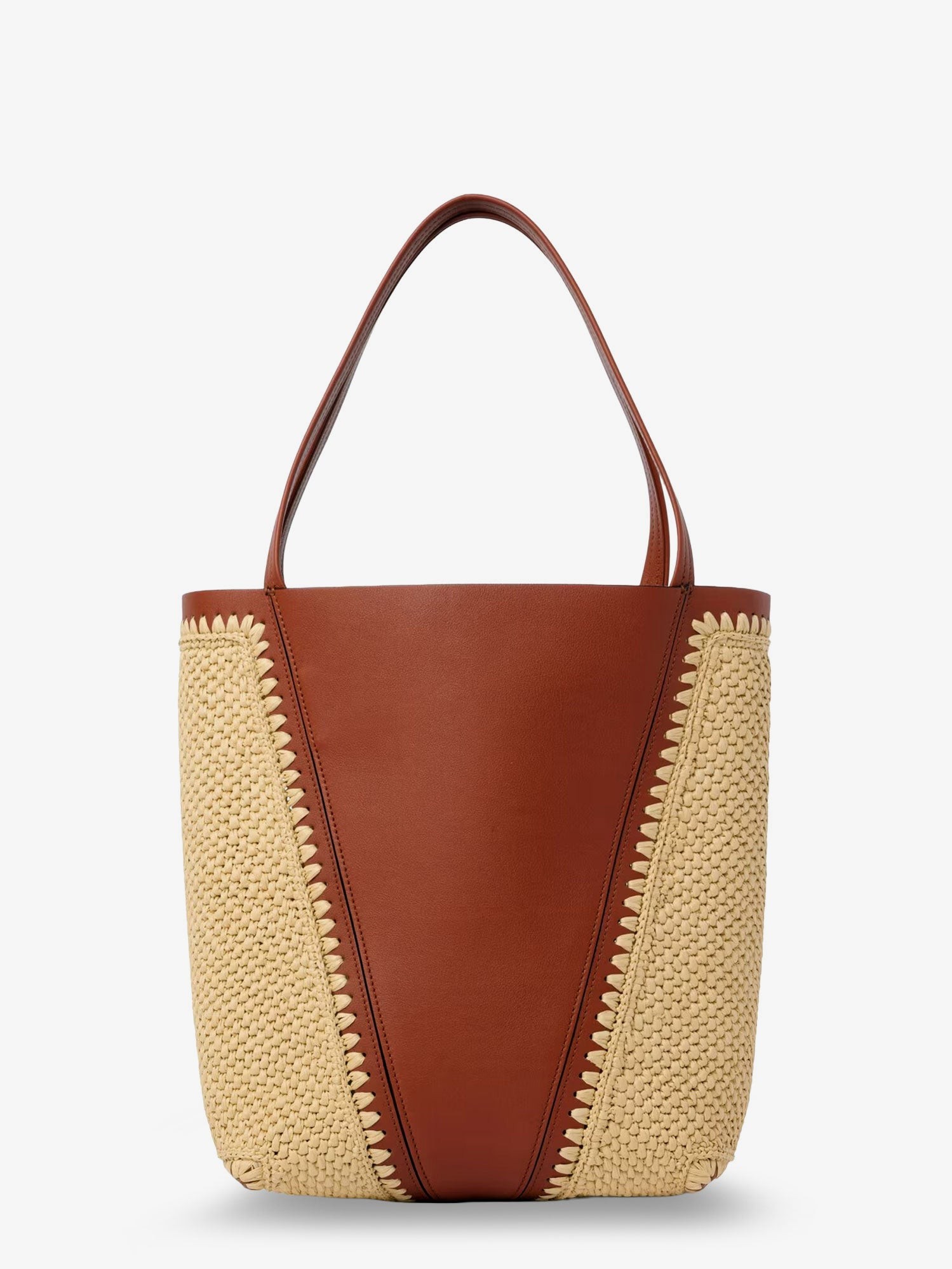 Chloé Spin leather and raffia shoulder bag - Image 2
