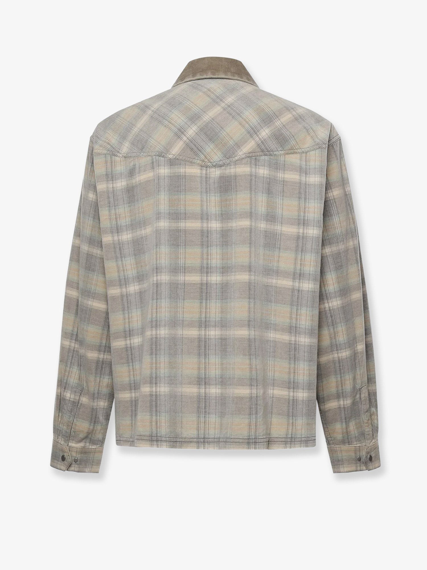 Corduroy shirt with check motif - Image 2