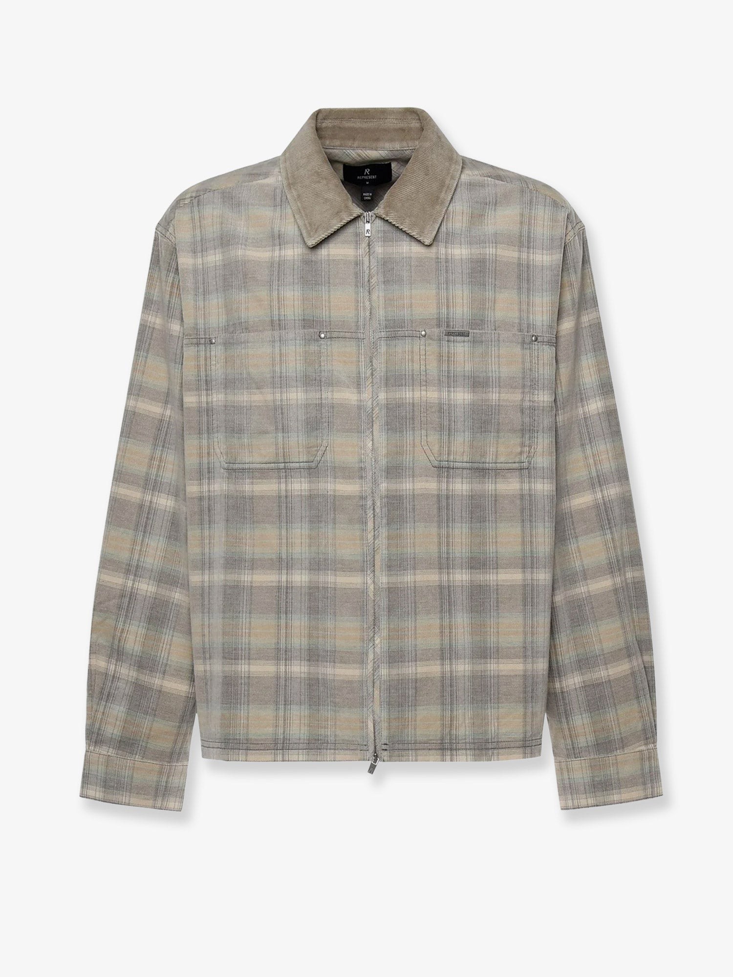 Corduroy shirt with check motif