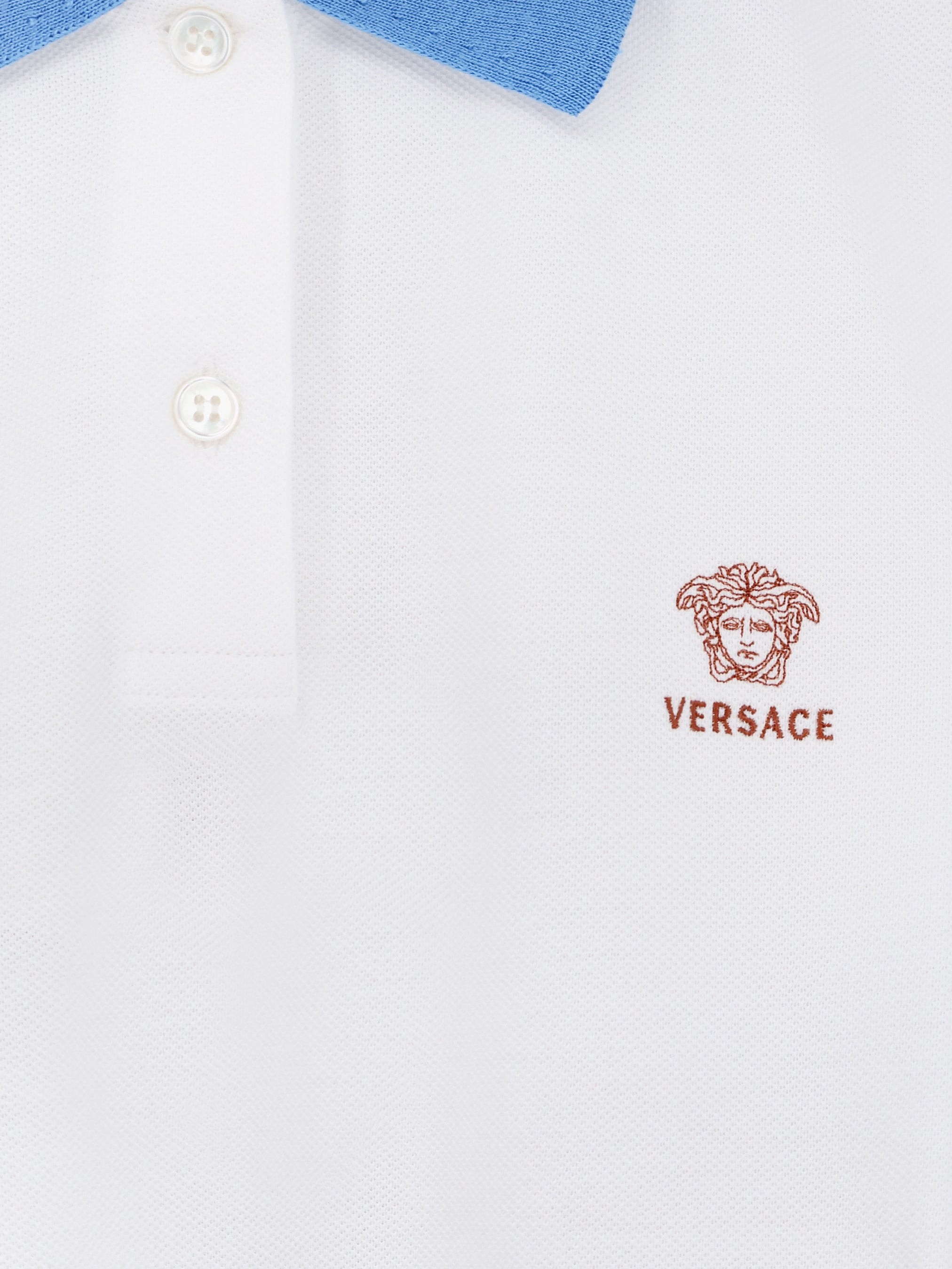 Cotton polo shirt with Medusa embroidery - Image 3