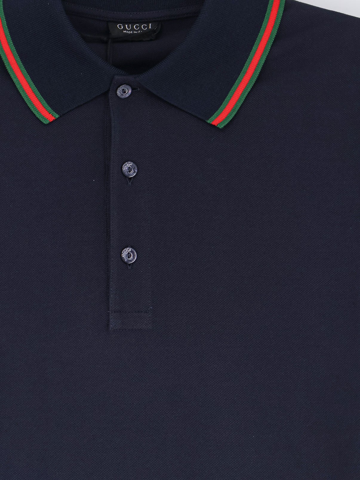 Cotton polo with Nastro Web detail on the collar - Image 3