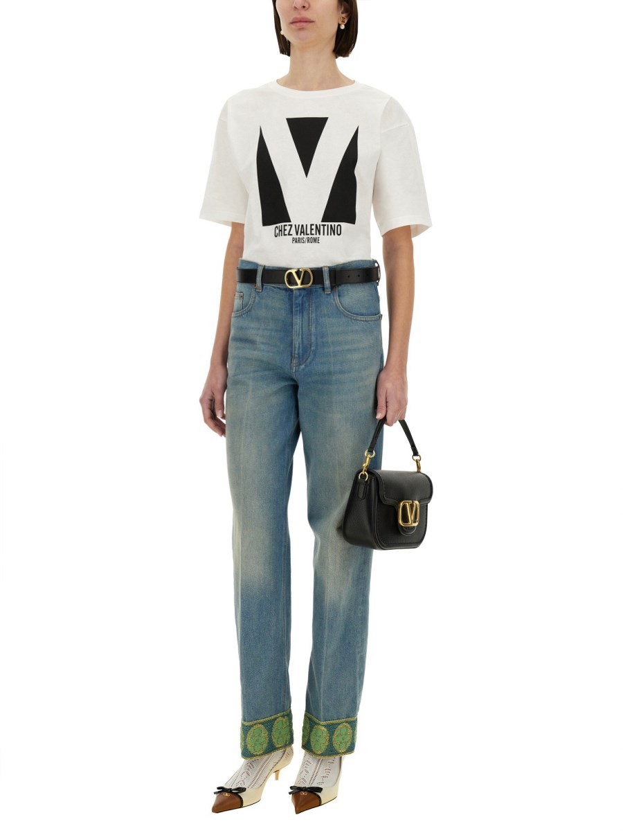 DENIM PANTS WITH JACQUARD EDGES - Image 2