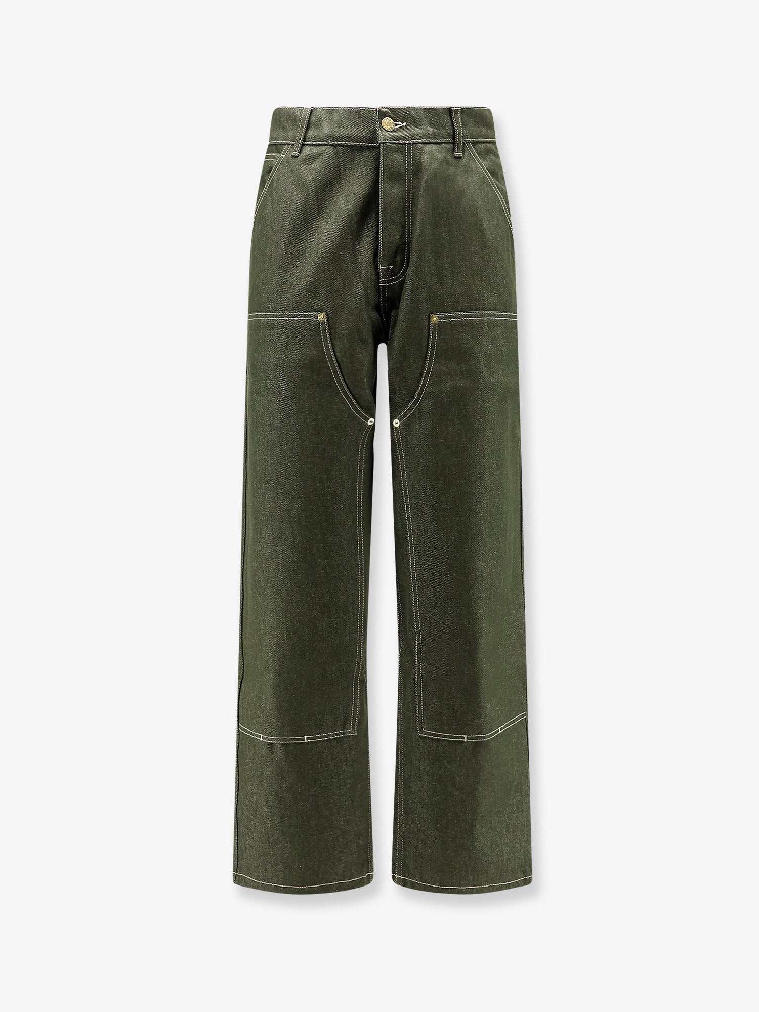Double Knee green denim trousers