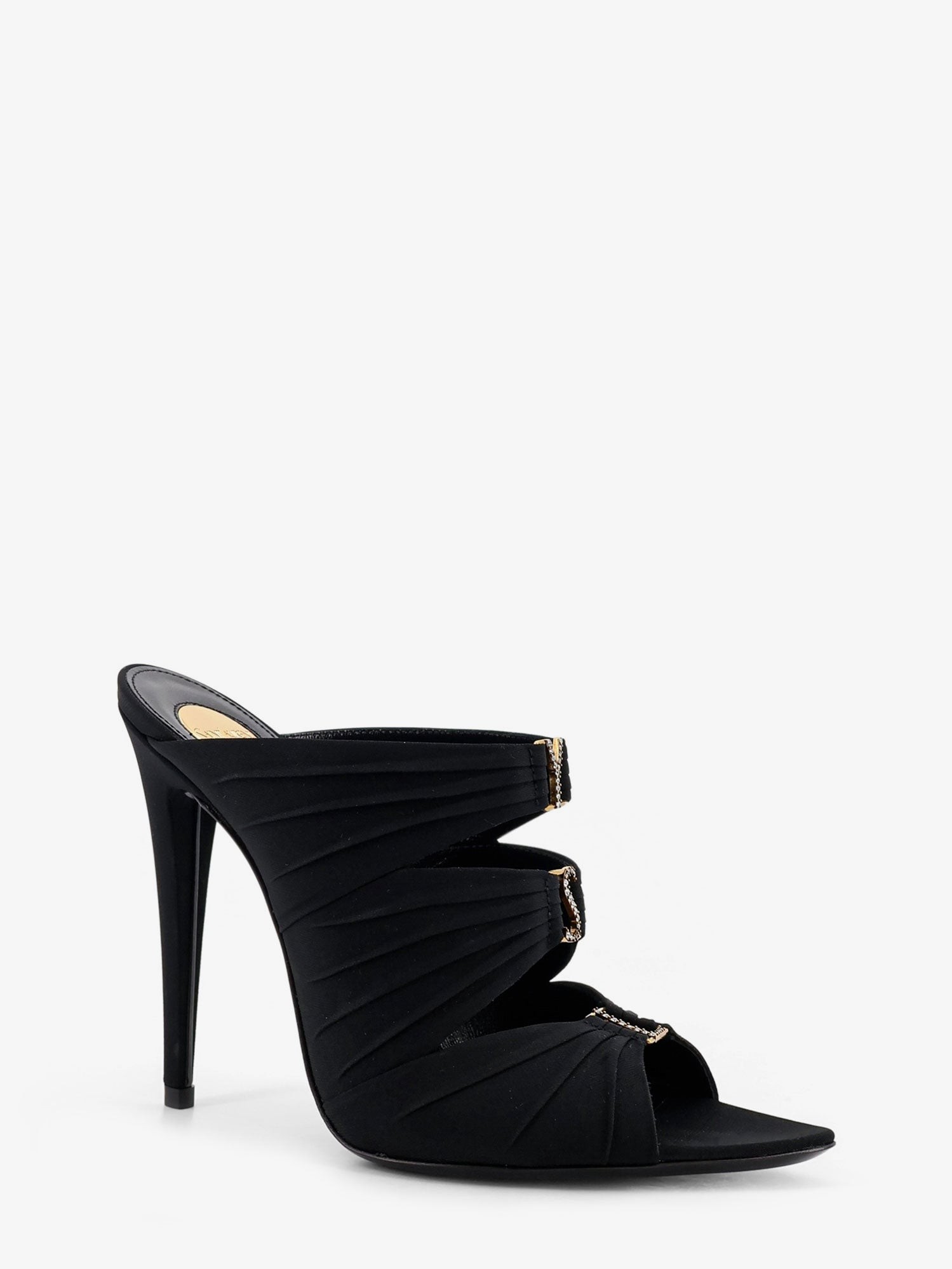 Emilie satin sandals with rhinestone logo detail - Image 2