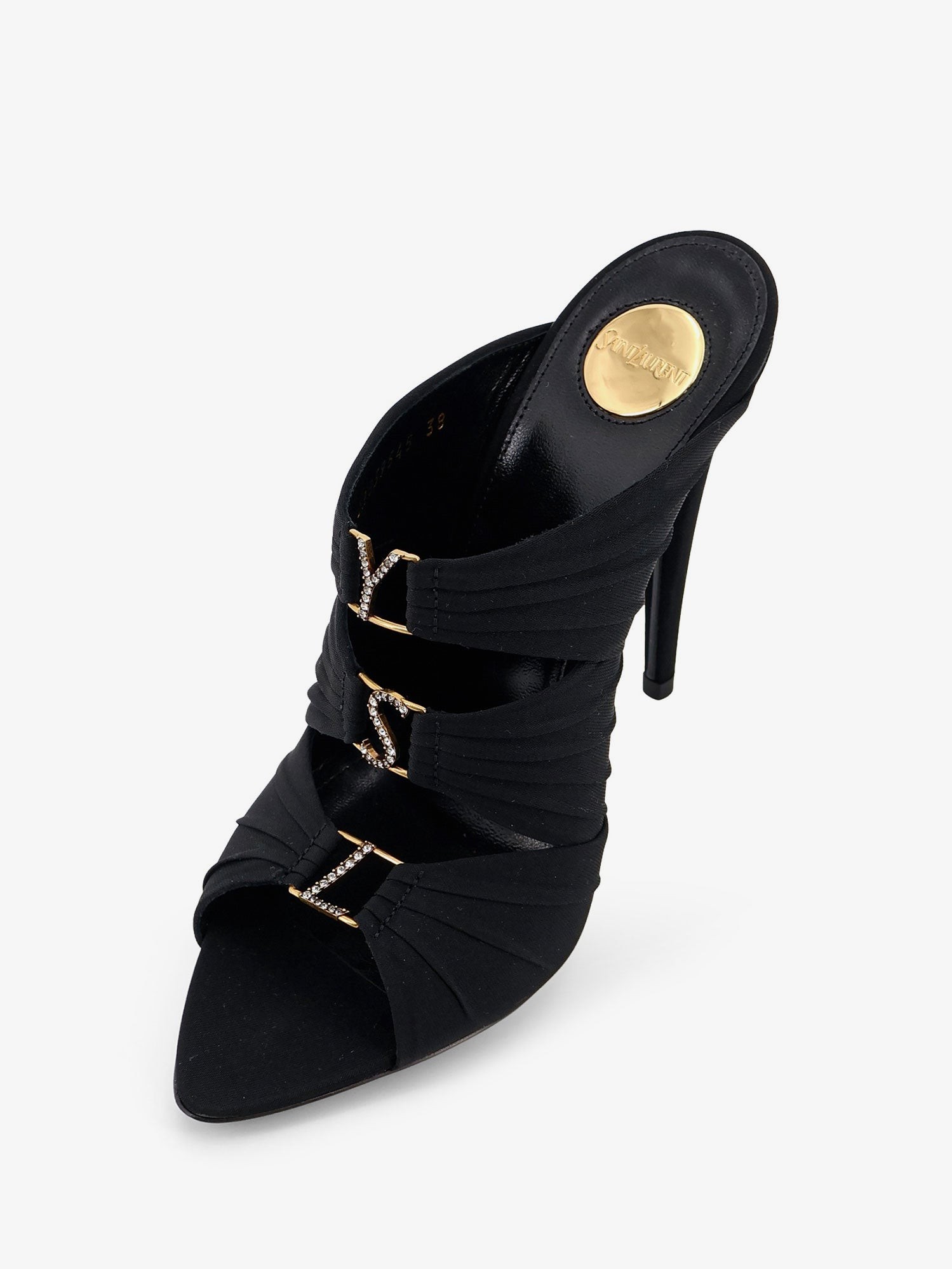 Emilie satin sandals with rhinestone logo detail - Image 4