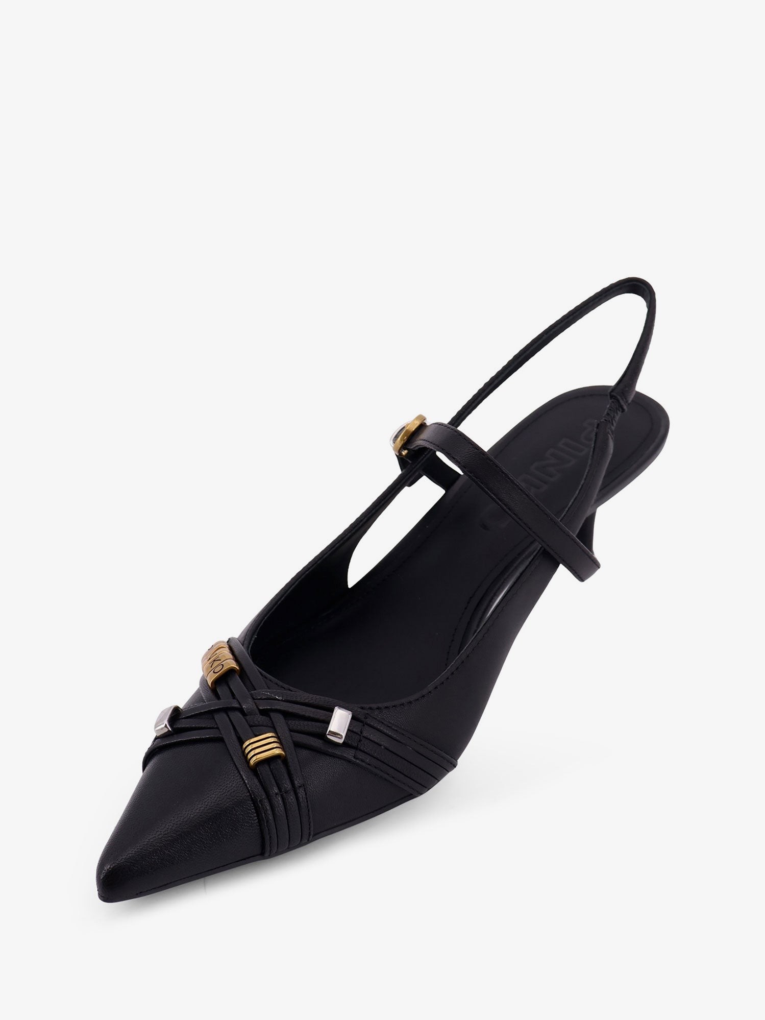 Gloria 18 leather pumps with metal lettering detail - Image 4