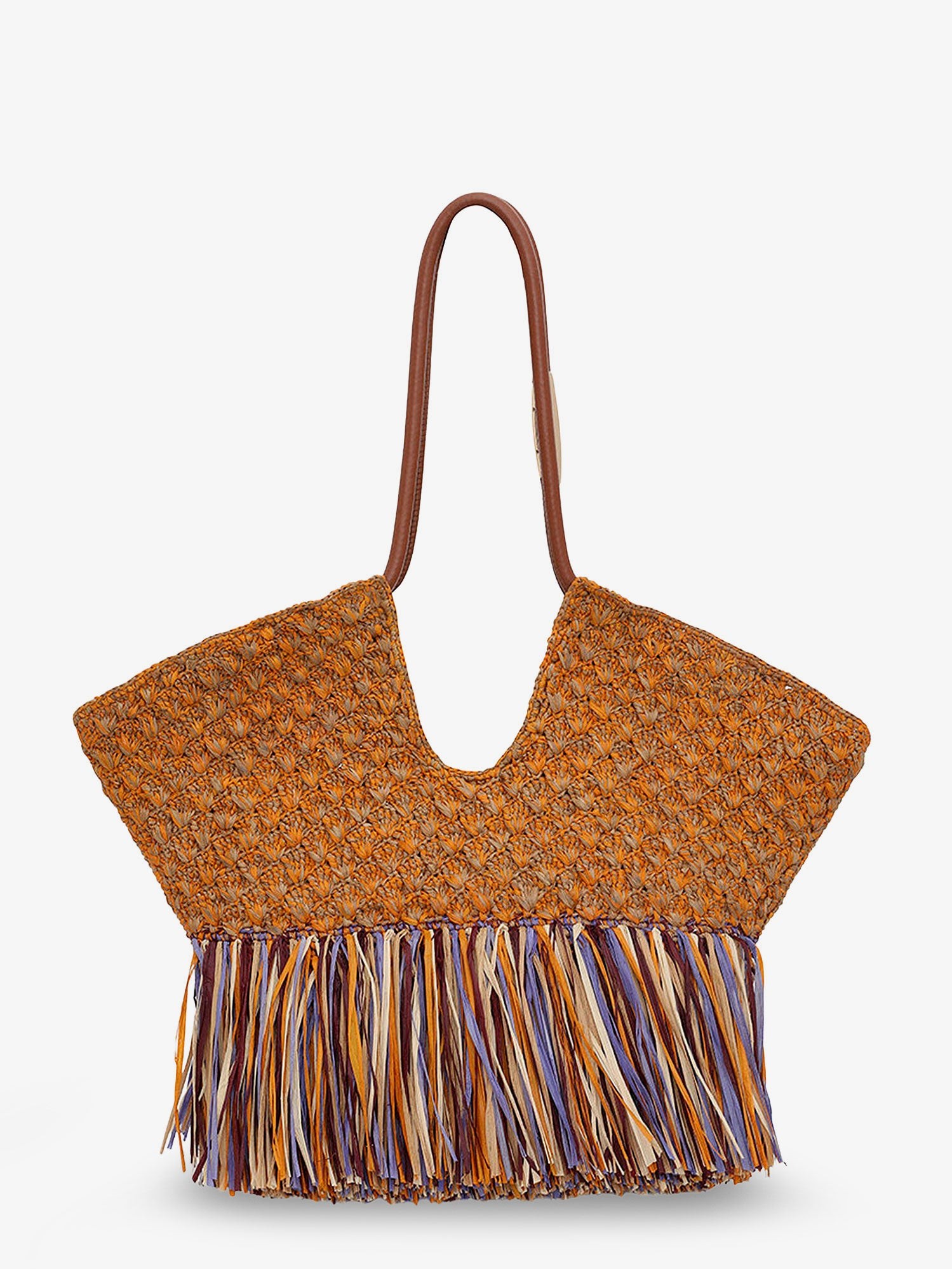 Golden Time rafia shoulder bag with fringe - Image 2