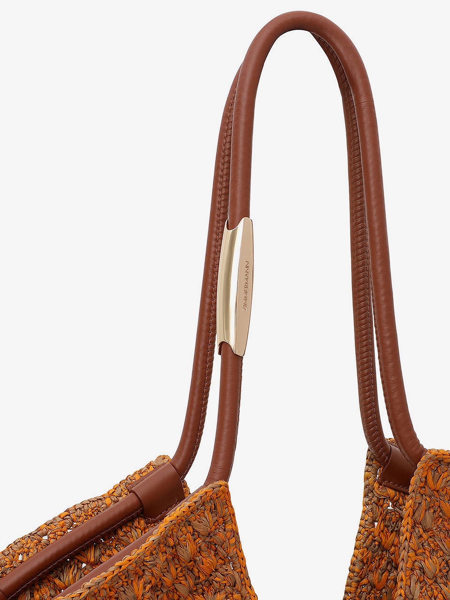 Golden Time rafia shoulder bag with fringe - Image 4