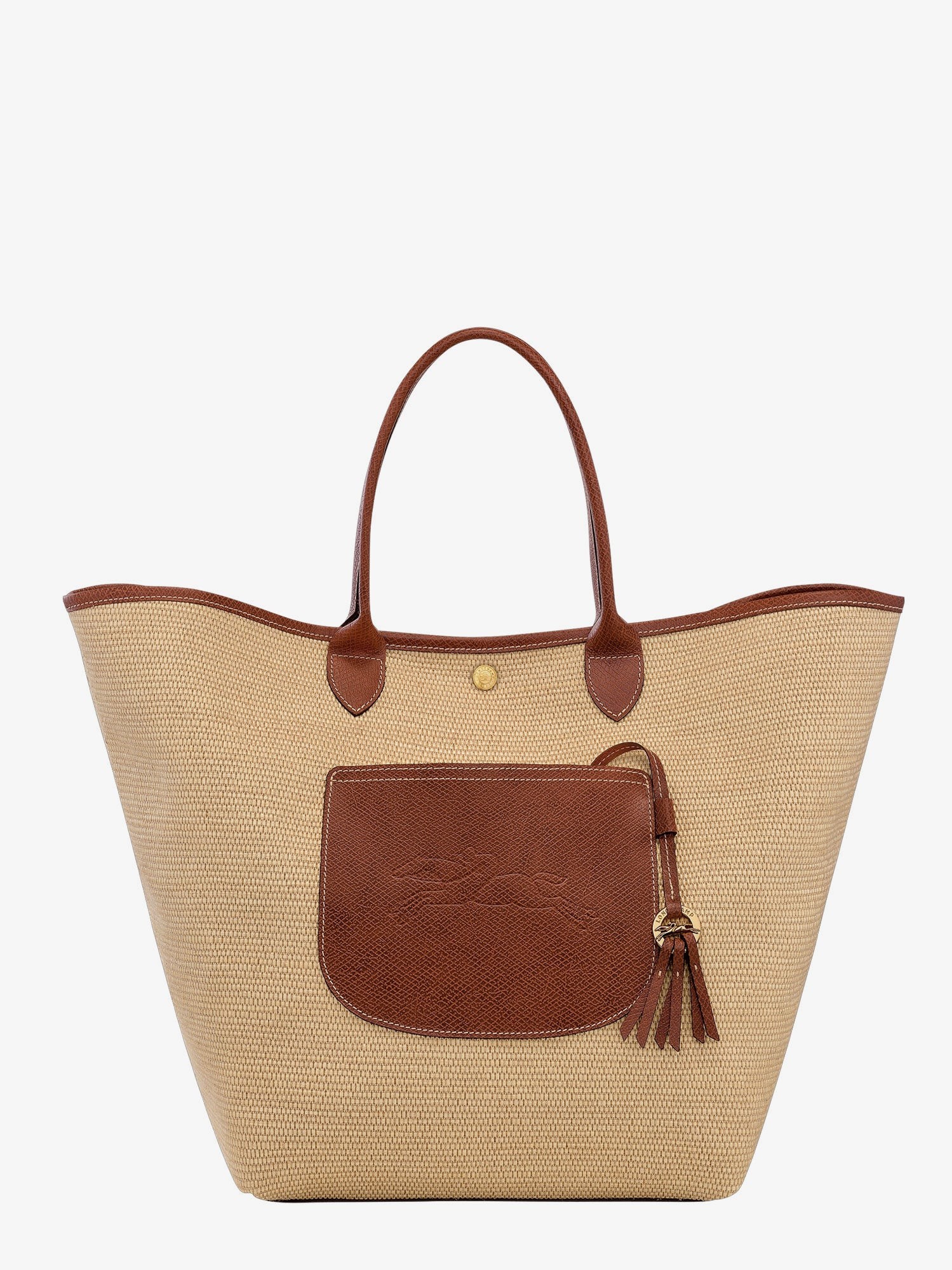 Le Panier Pliage L raffia and leather shoulder bag