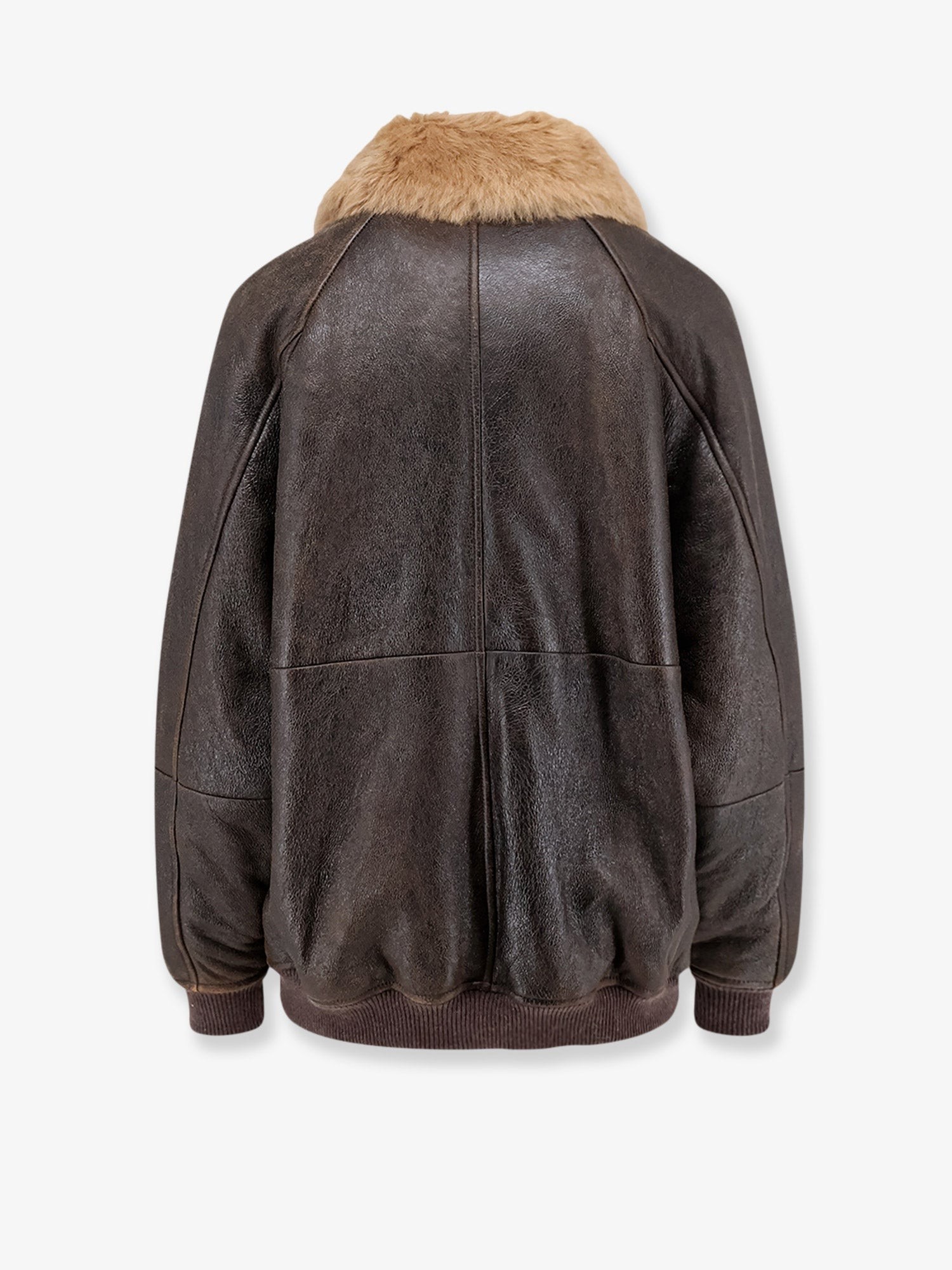 Leather jacket with shearling collar - Image 2