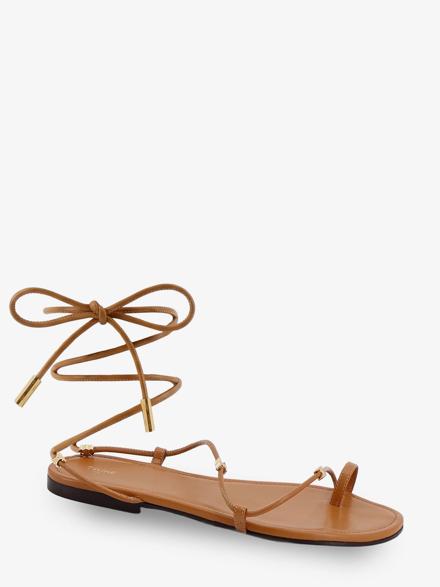 Leather sandals with metal Triomphe logo - Image 2
