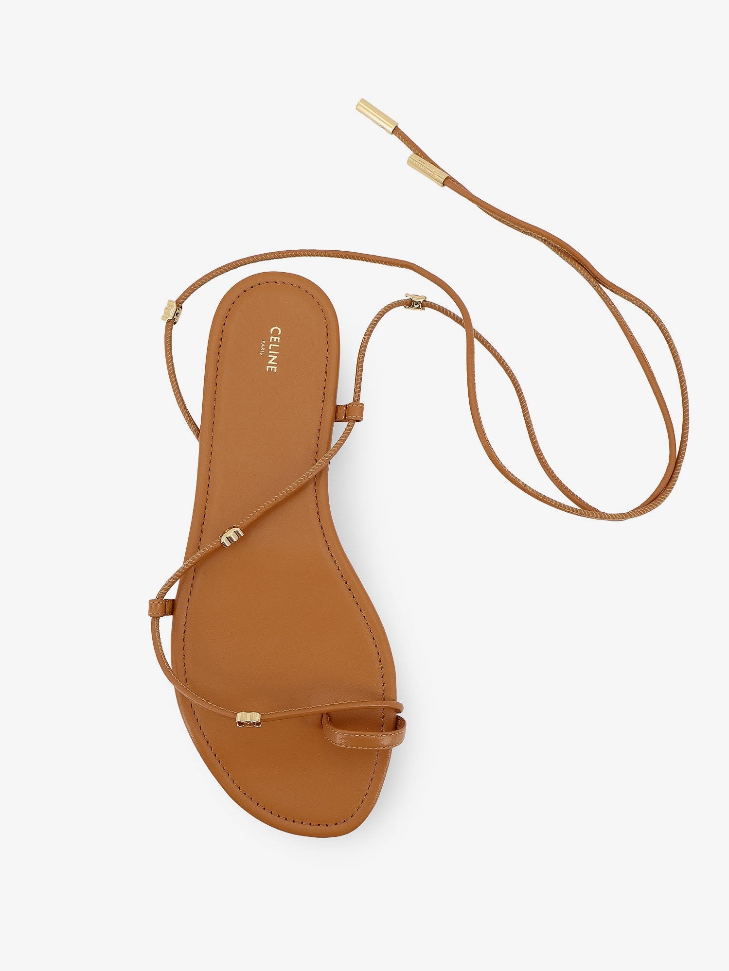 Leather sandals with metal Triomphe logo - Image 3