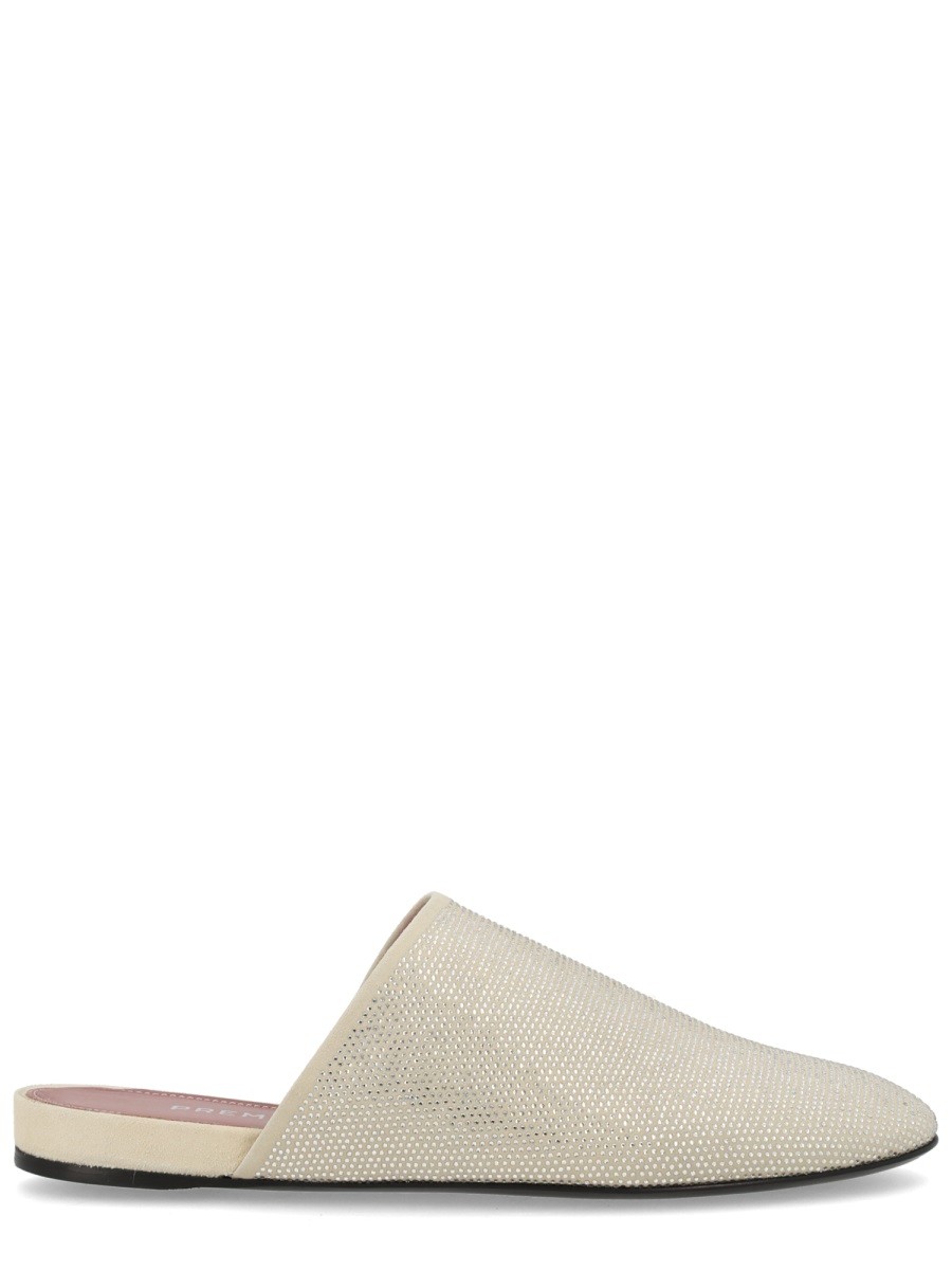 LEATHER SLIPPER WITH RHINESTONES