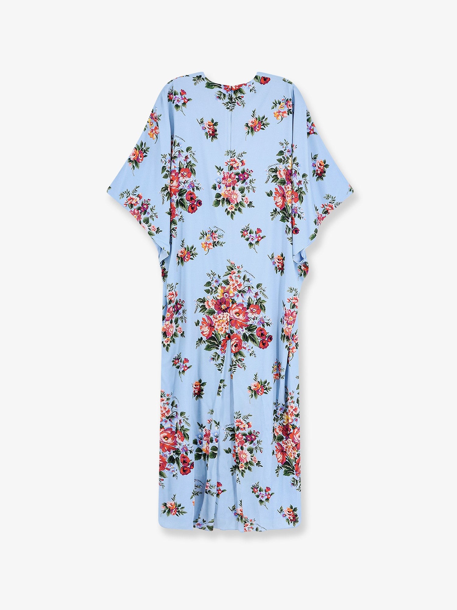 Long charmeuse dress with Mazzo di Fiori print - Image 2