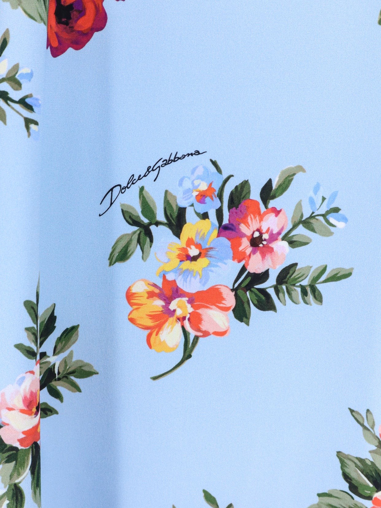Long charmeuse dress with Mazzo di Fiori print - Image 3