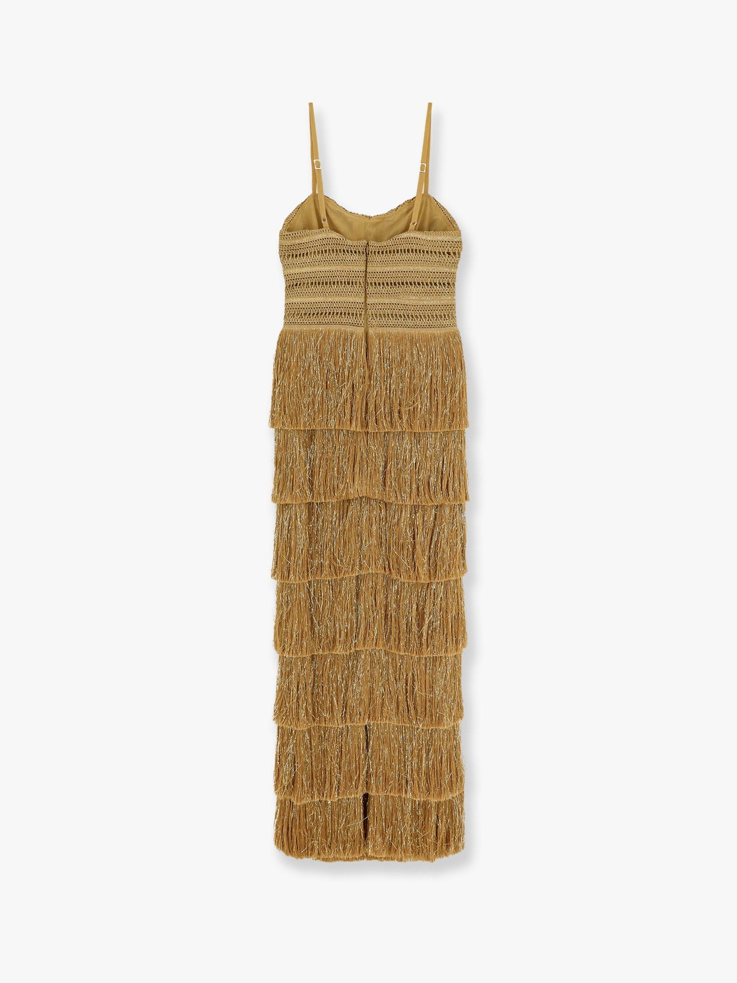 Long dress with embroidered courset and fringes - Image 5