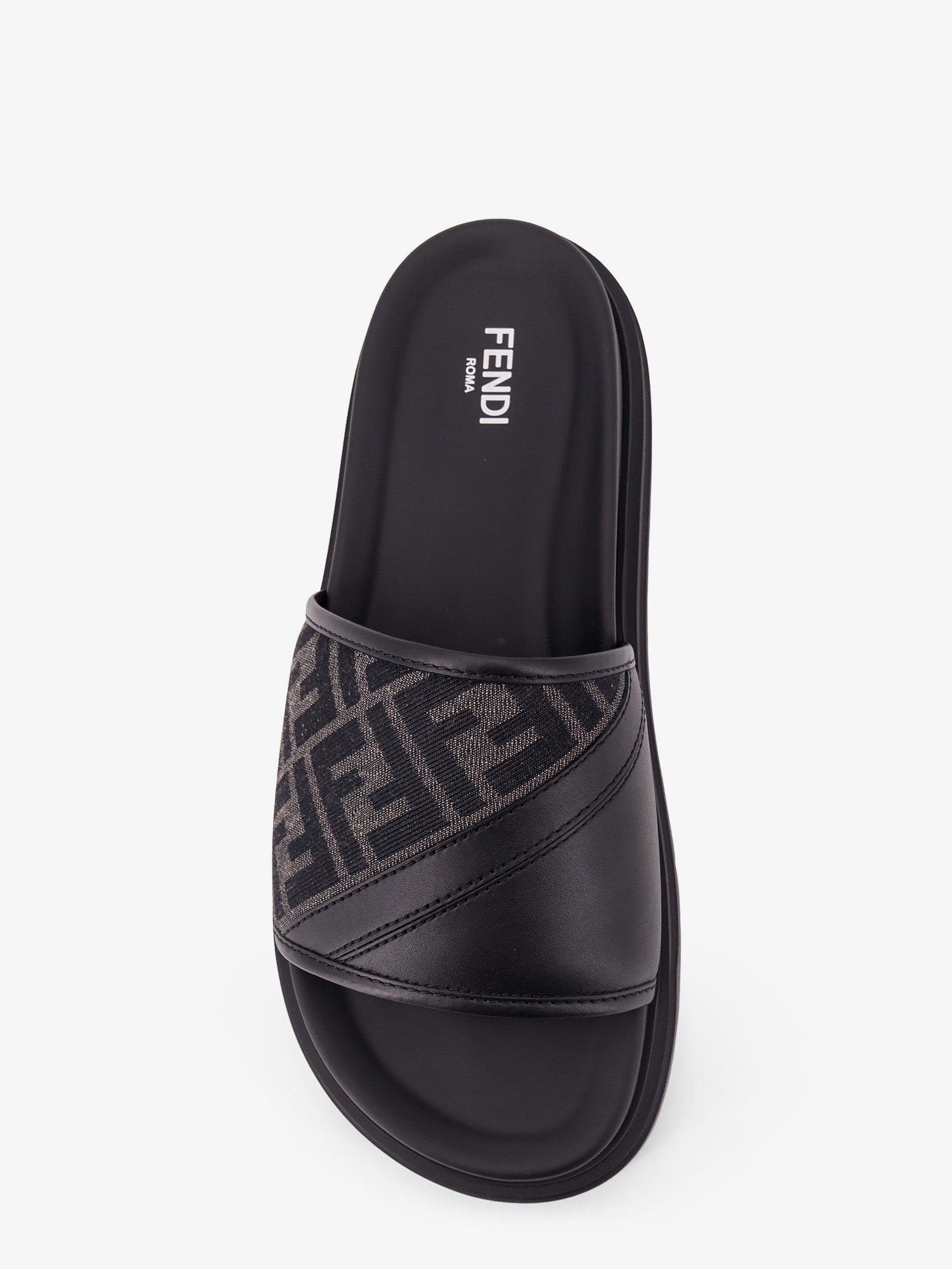 Low leather sandals with FF jacquard insert - Image 5