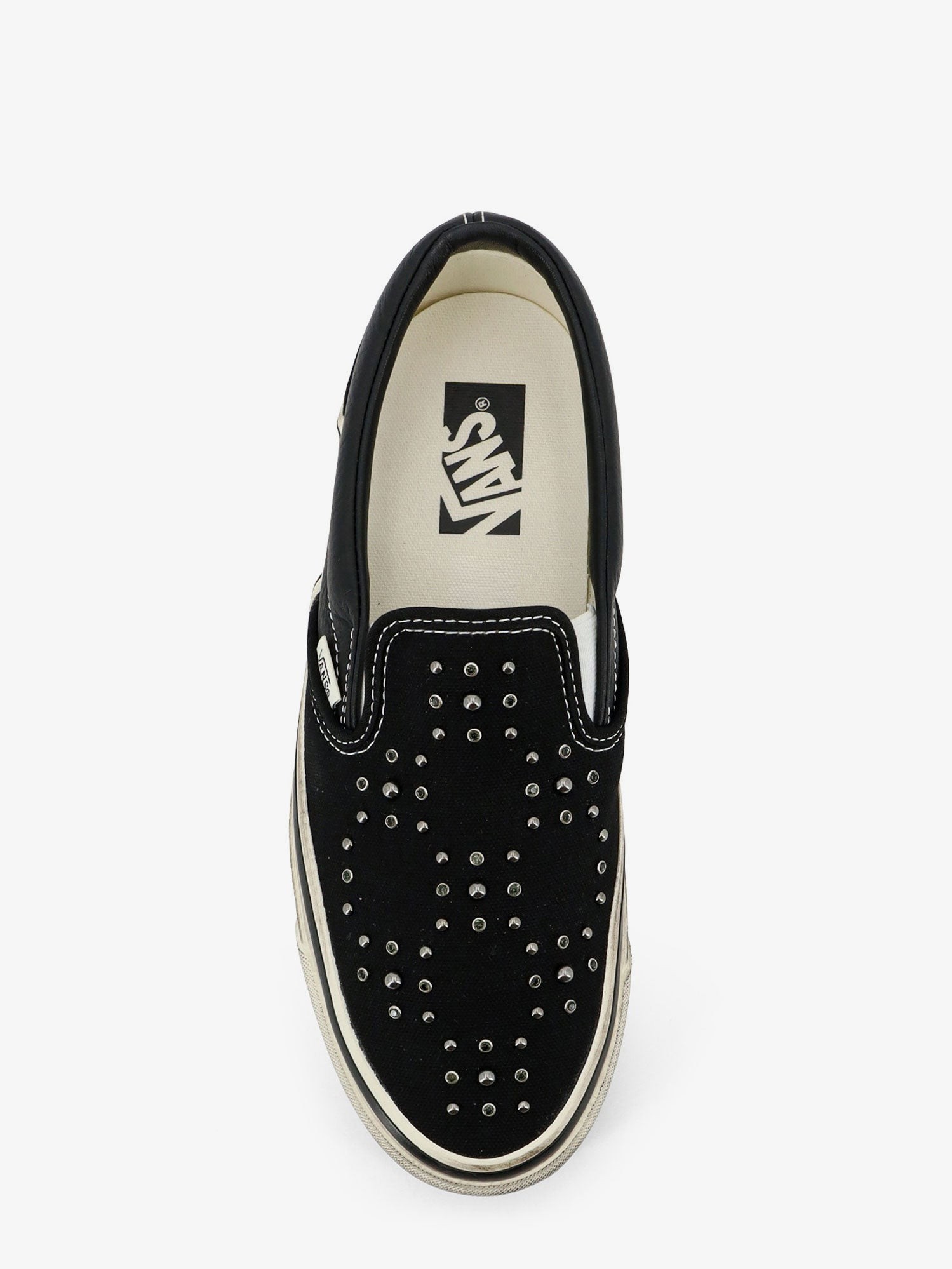 Lx classic slip on 98 canvas and leather sneakers with all-over metal beads - Image 5