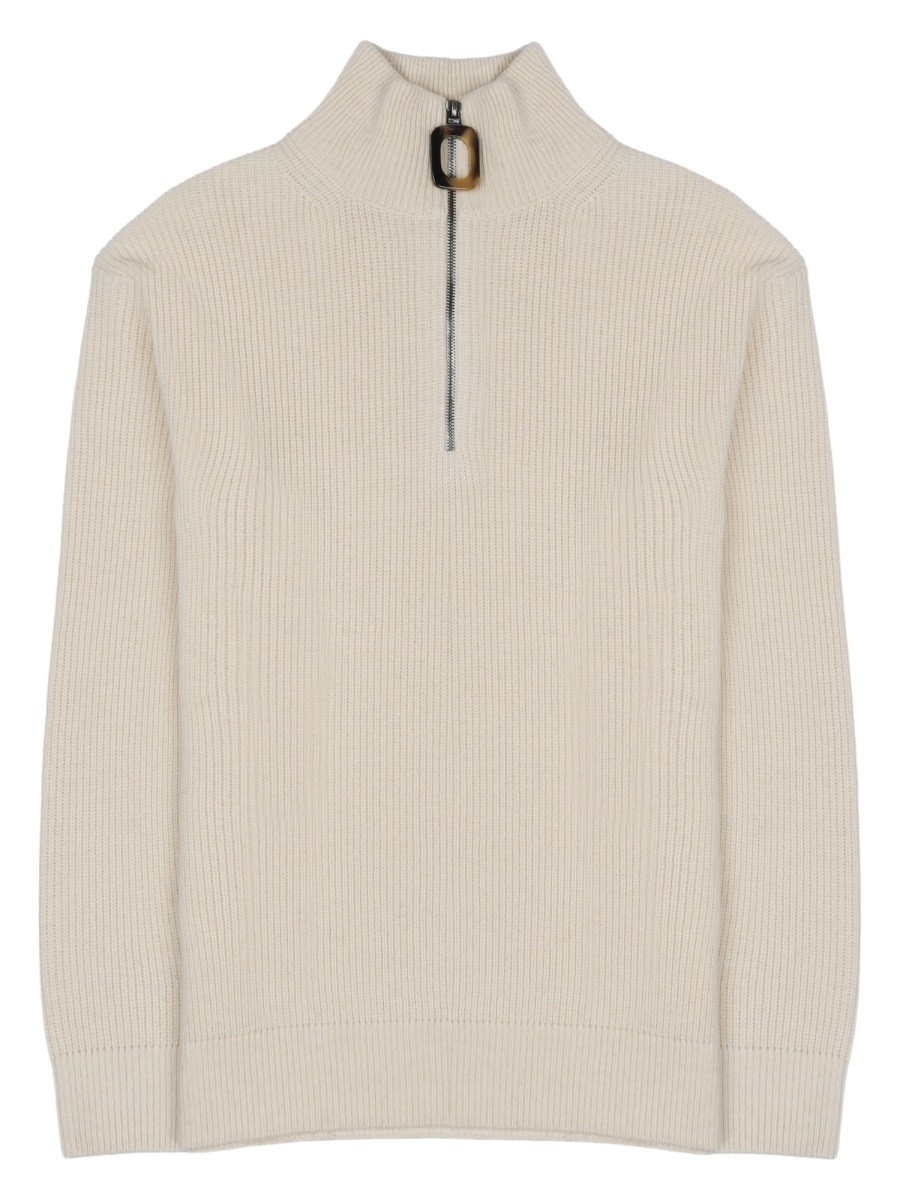 MAGLIA IN LANA E COTONE CON ZIP