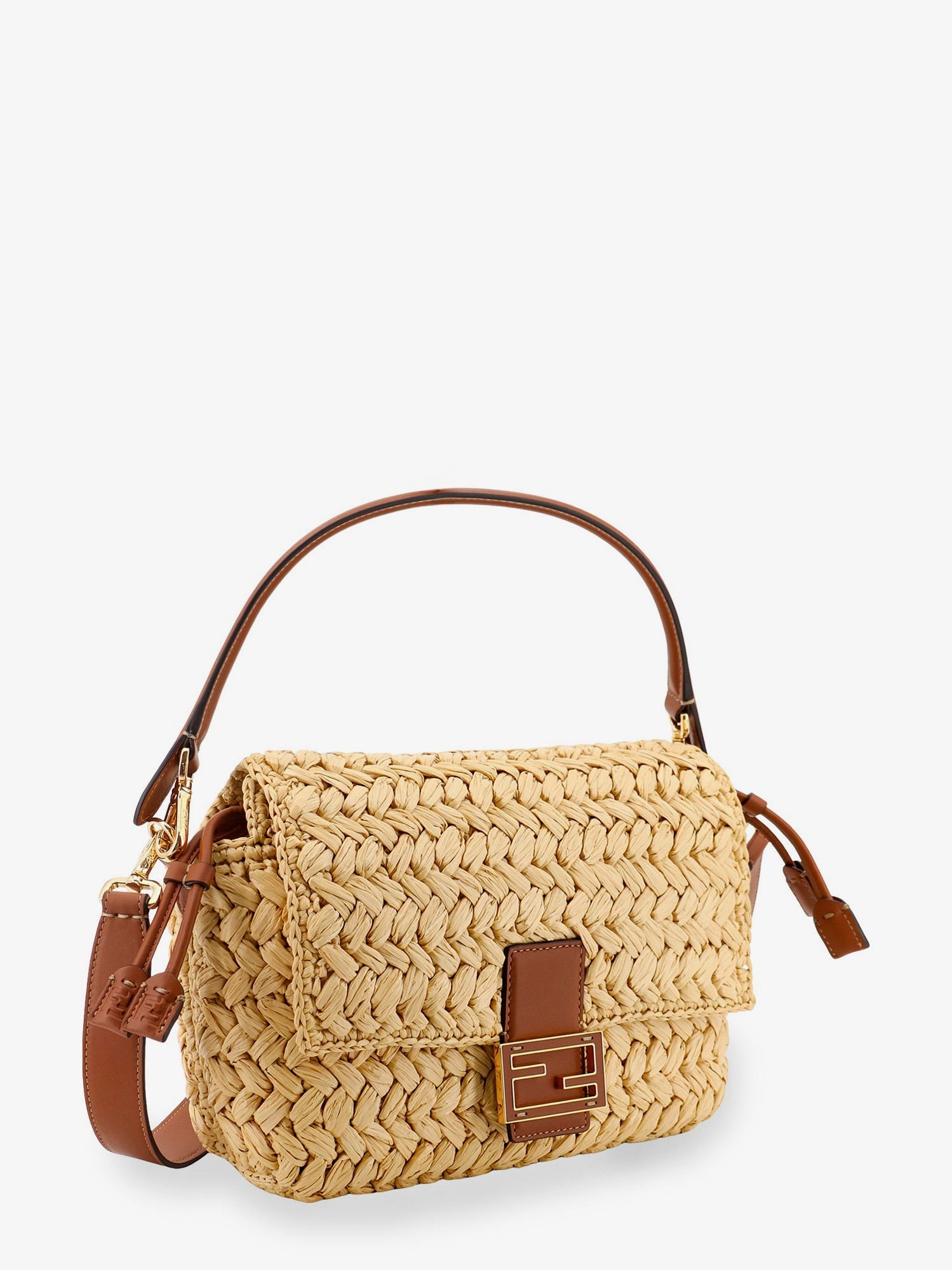 Mamma Baguette Medium raffia crossbody bag - Image 3