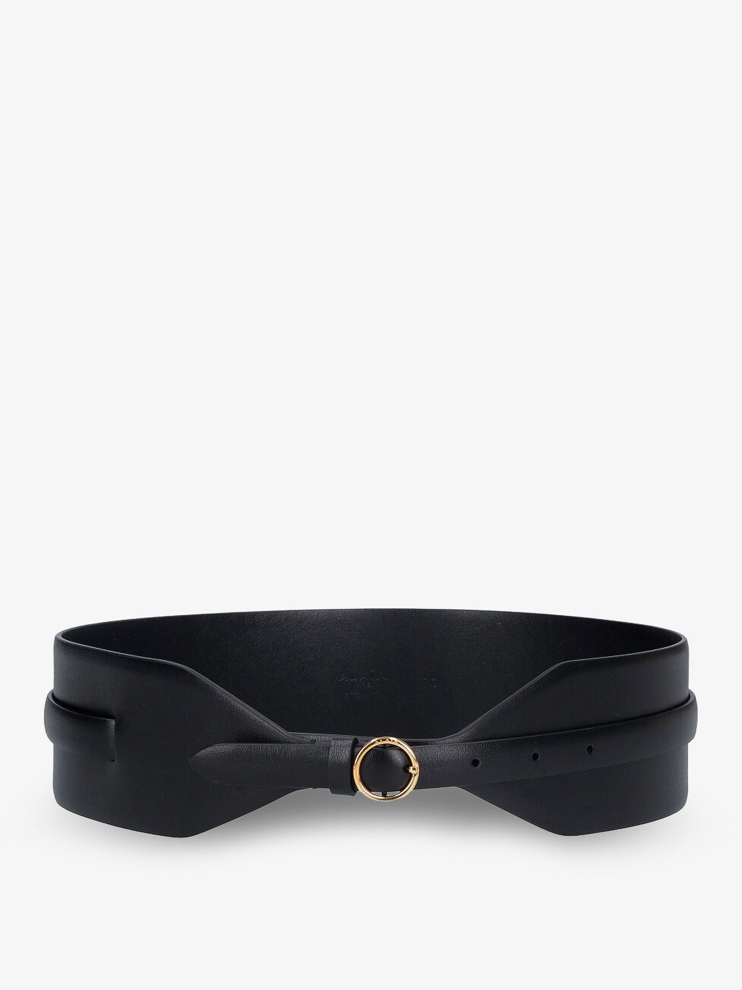 Maxi leather belt with metal buckle
