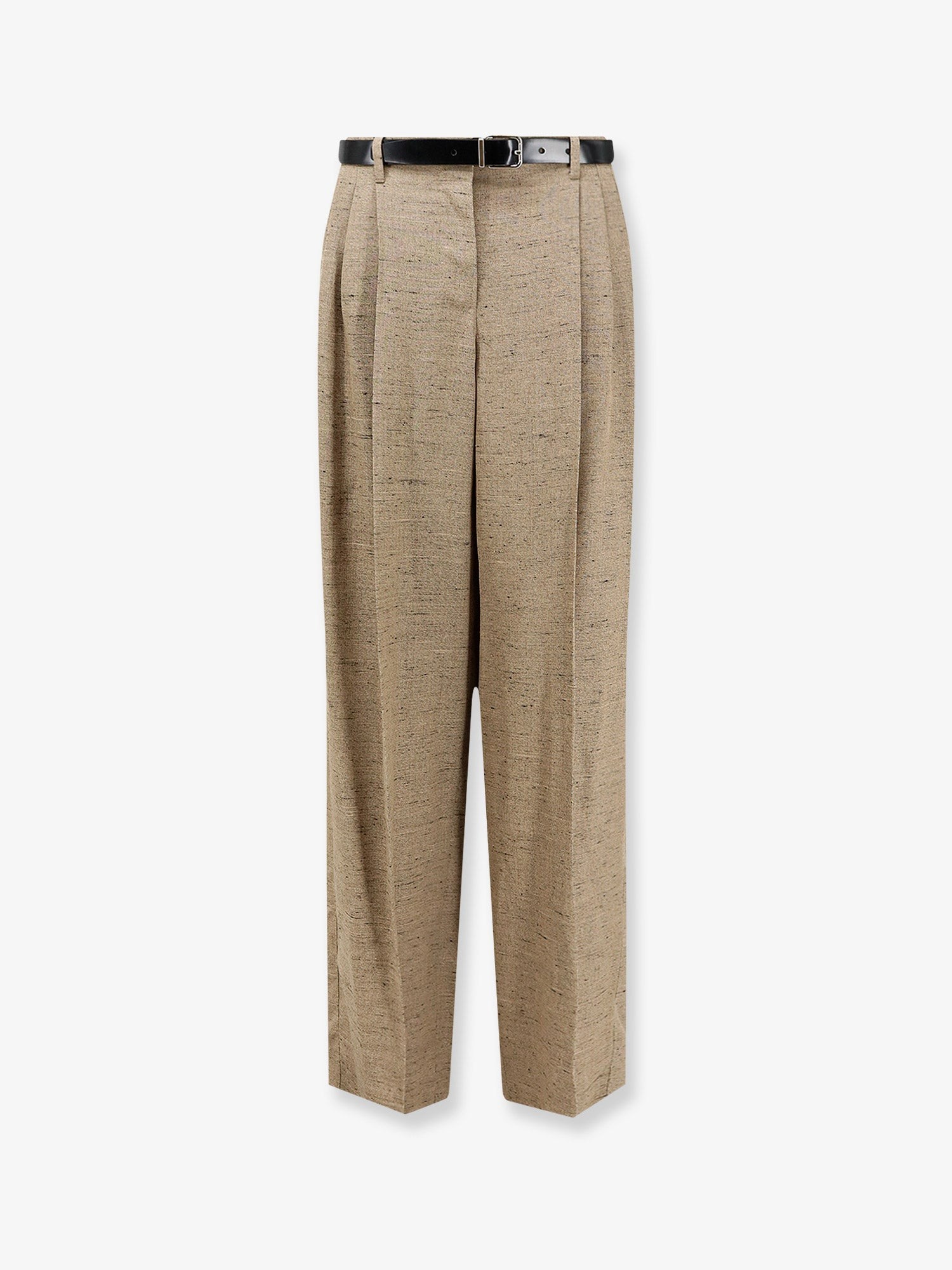 Mélange trousers with belt