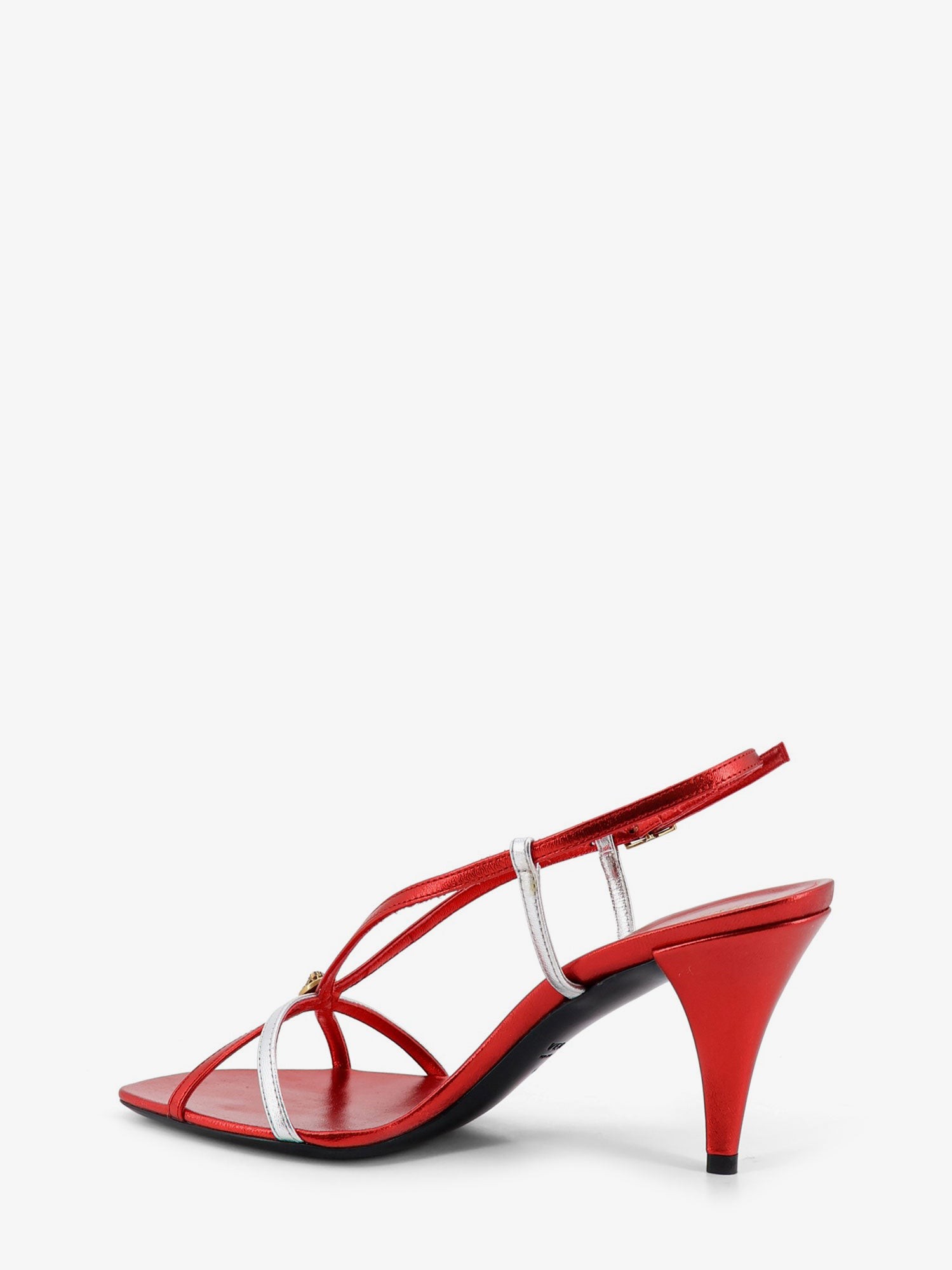 Metallic leather sandals with Medusa logo on the front - Image 3