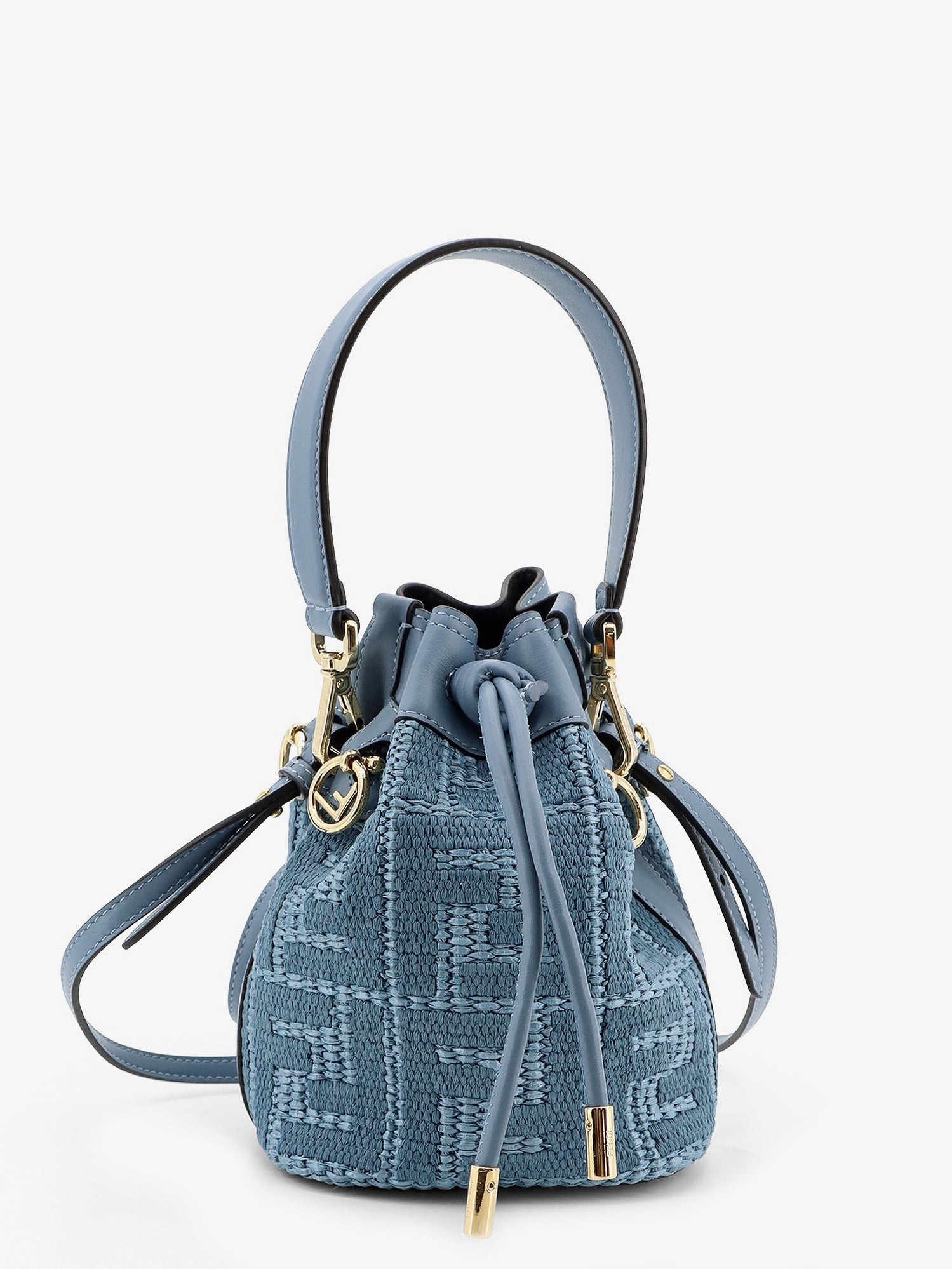 Mon Tresor raffia shoulder bag with FF embroidery