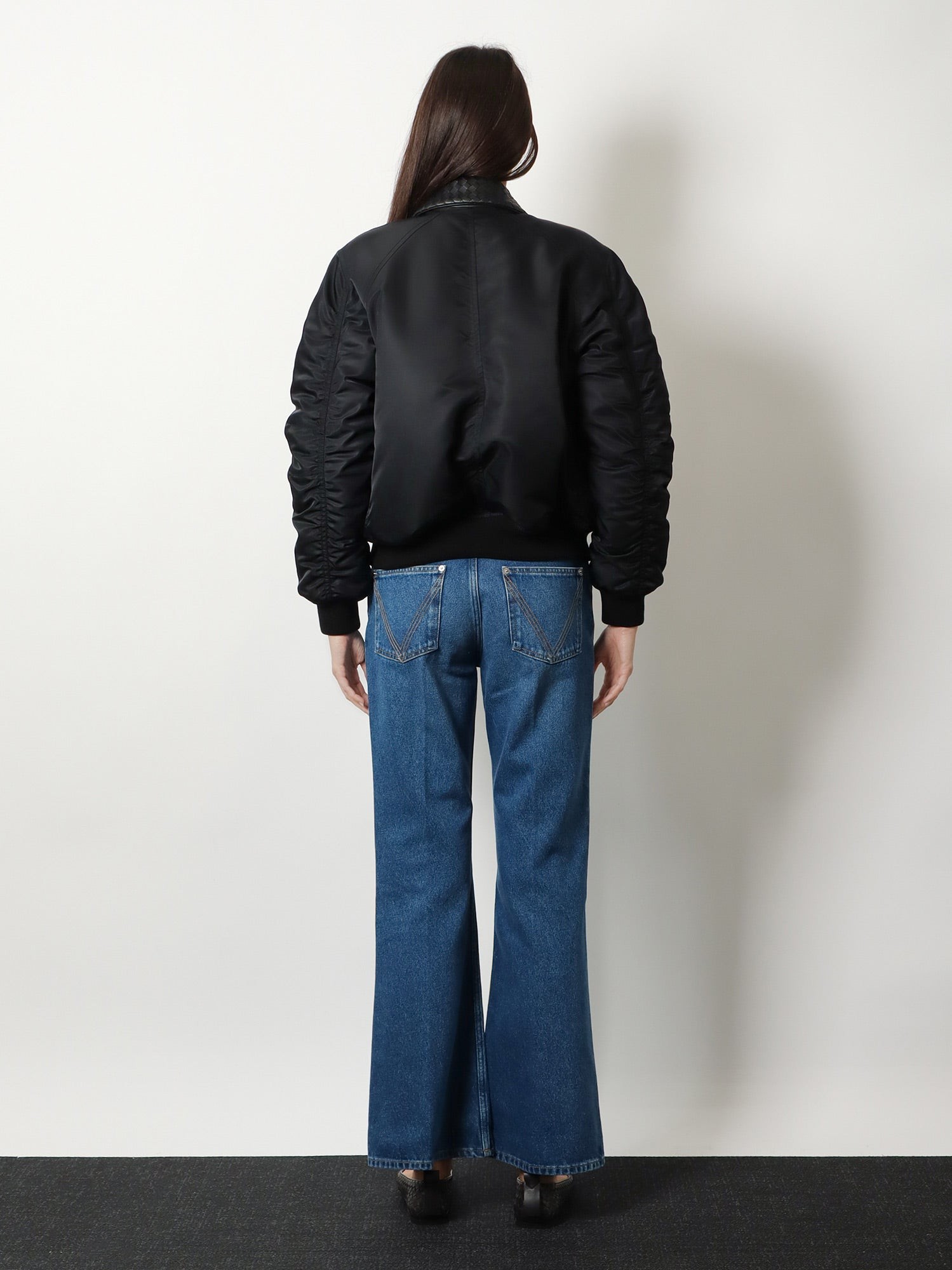 Nylon jacket with Intrecciato leather collar - Image 3