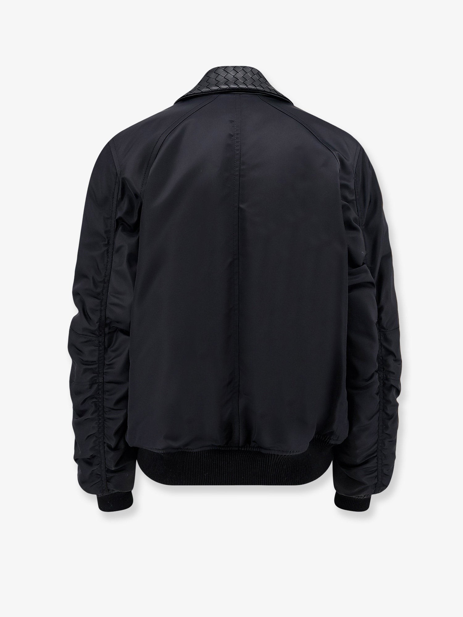 Nylon jacket with Intrecciato leather collar - Image 4