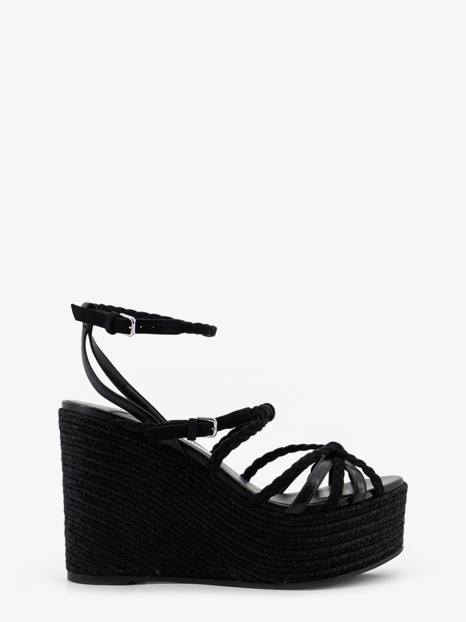 Nyra leather and raffia sandals