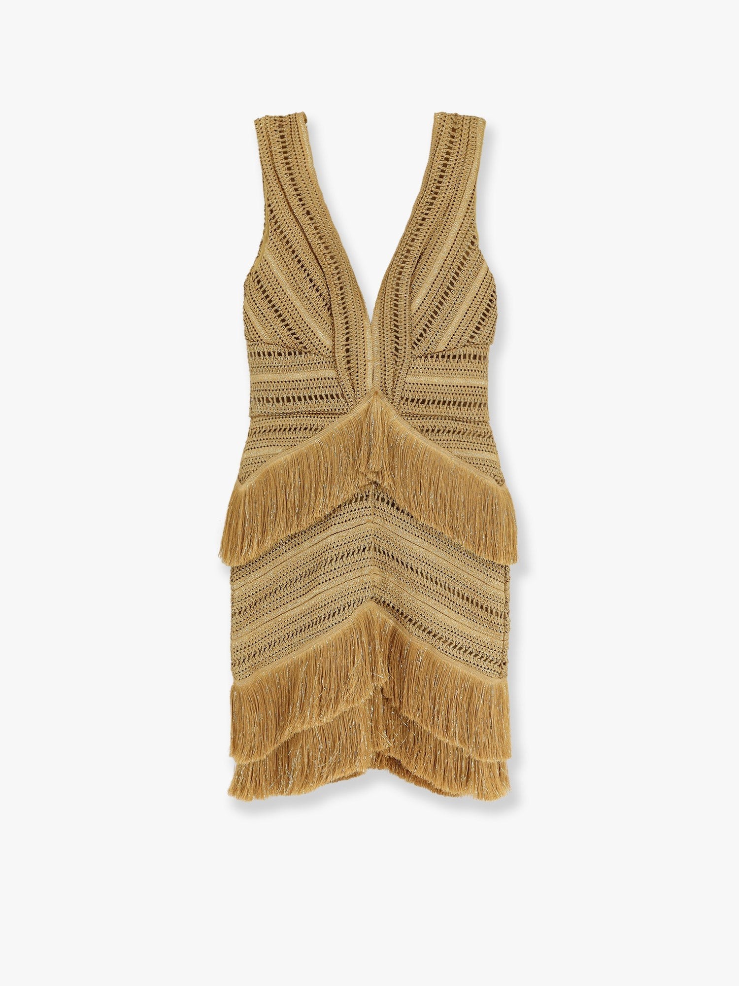 Pampas mini dress with embroidery and fringes