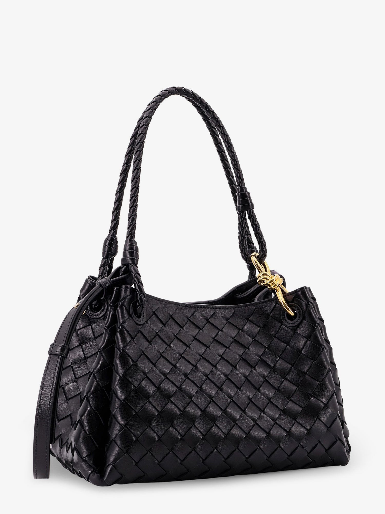 Parachute leather shoulder bag with Intrecciato motif and Knot detail - Image 3