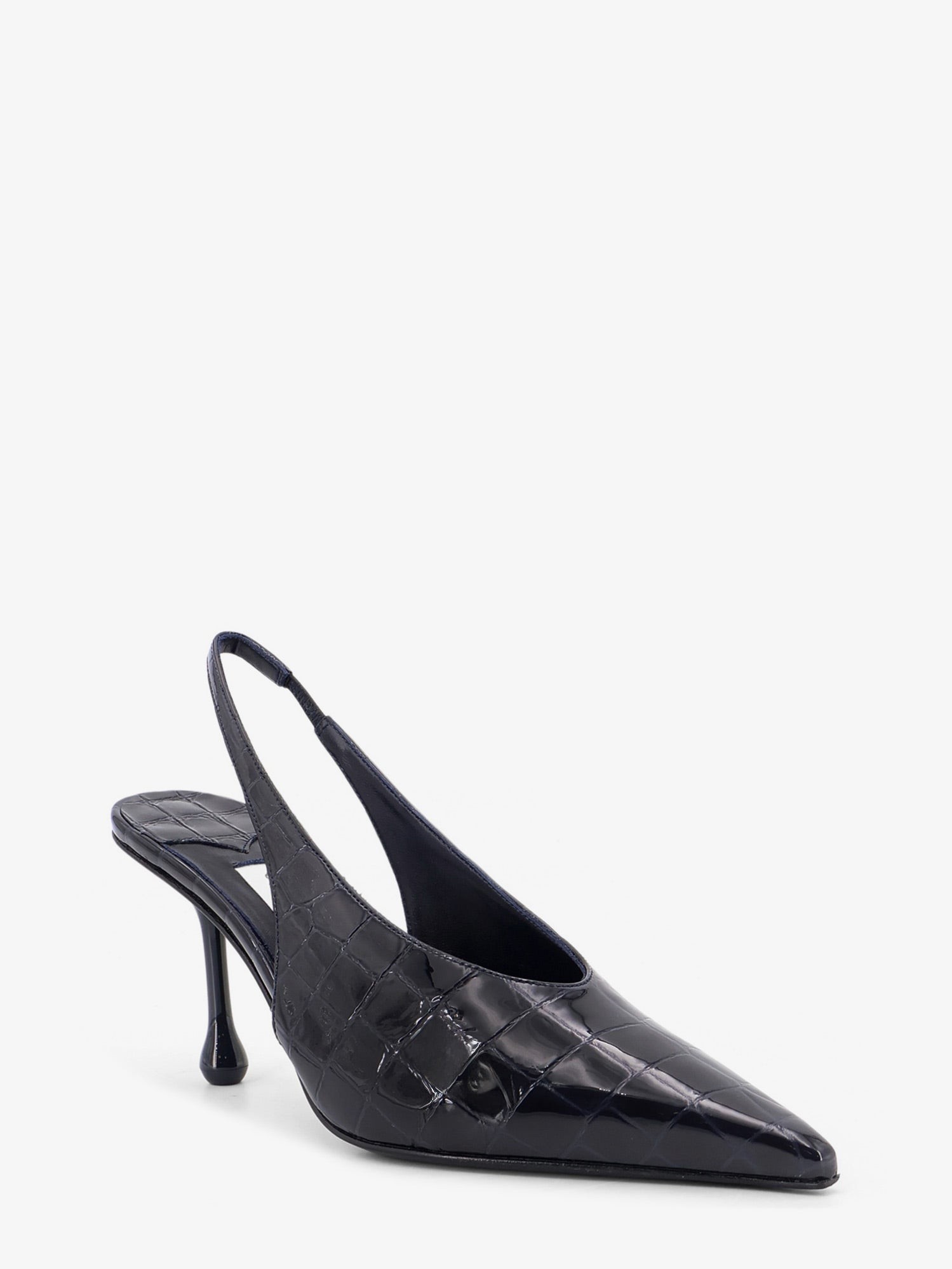 Patent leather pumps with crocodile print - Image 2