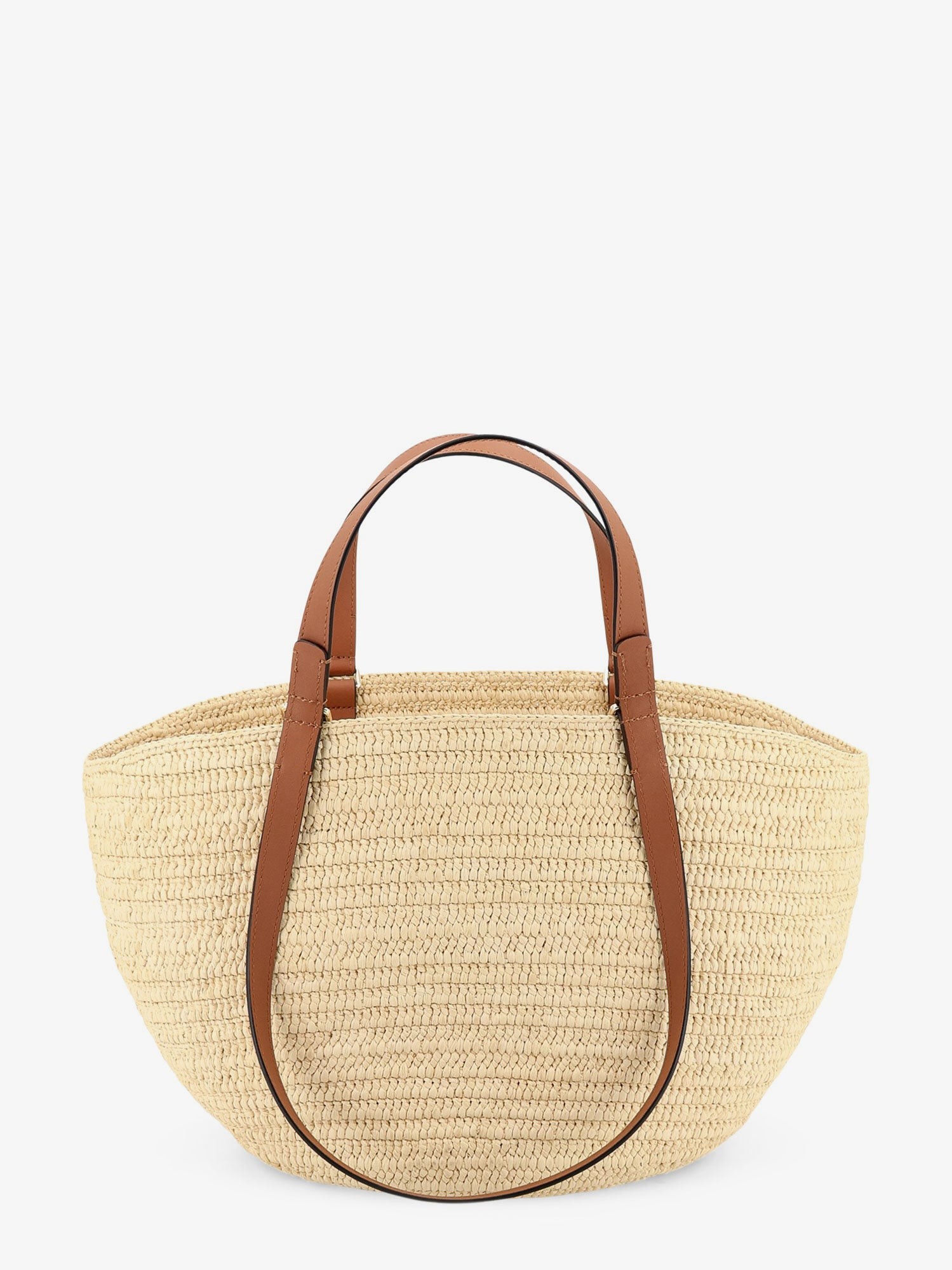 Paula's Ibiza -Eclipse Raffia and Leather handbag with 3D Anagram logo - Image 2