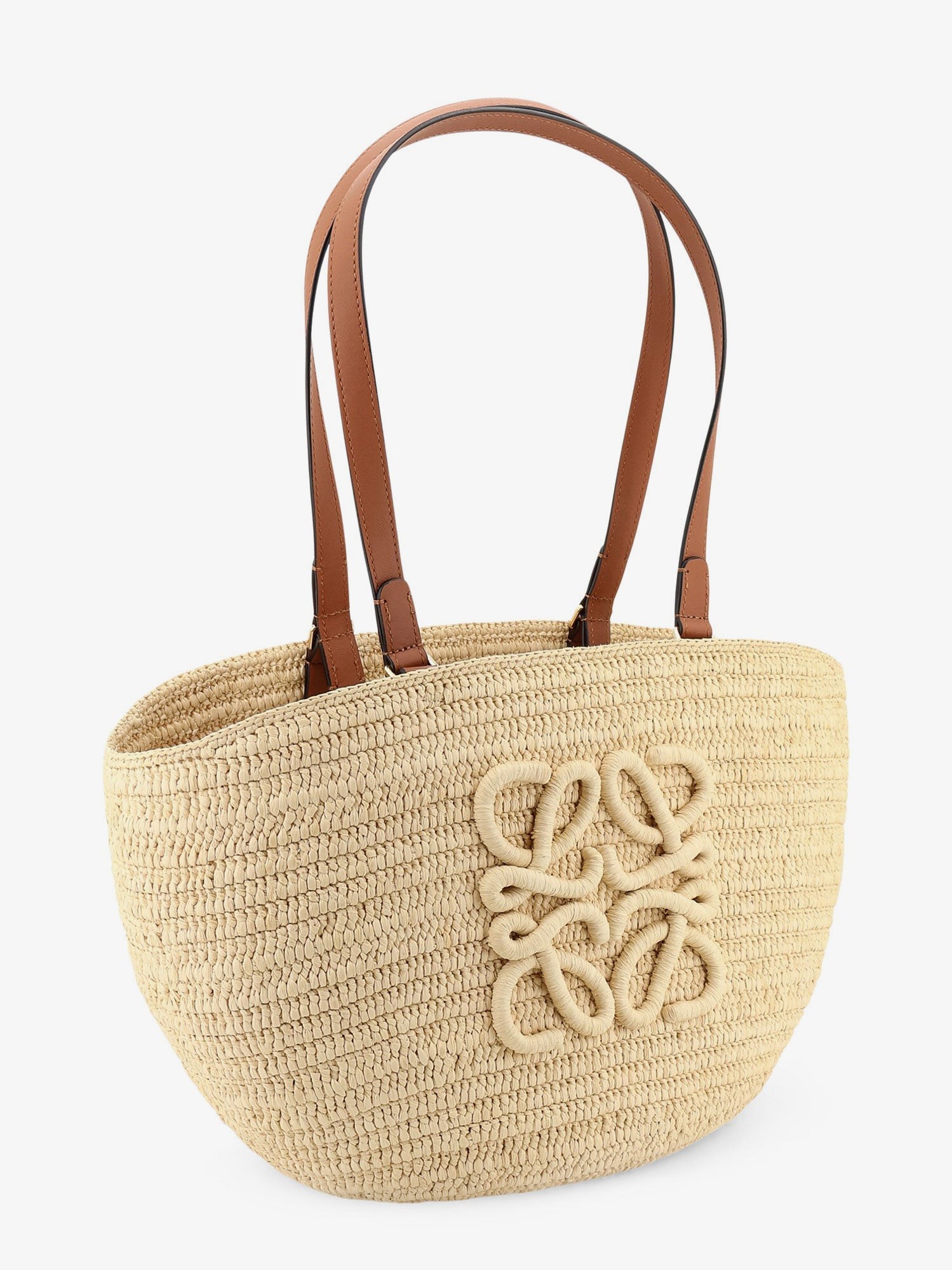 Paula's Ibiza -Eclipse Raffia and Leather handbag with 3D Anagram logo - Image 3