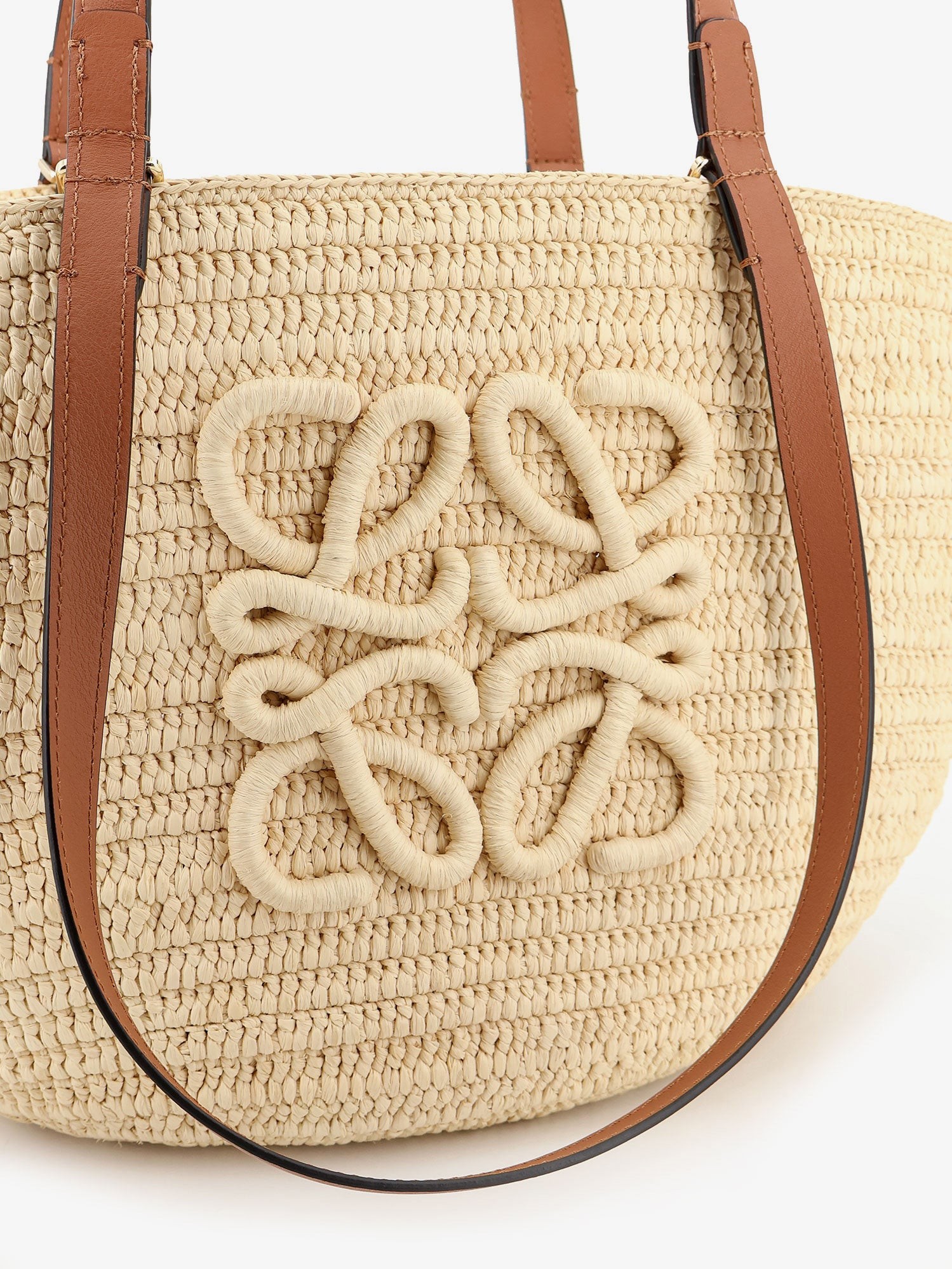 Paula's Ibiza -Eclipse Raffia and Leather handbag with 3D Anagram logo - Image 4