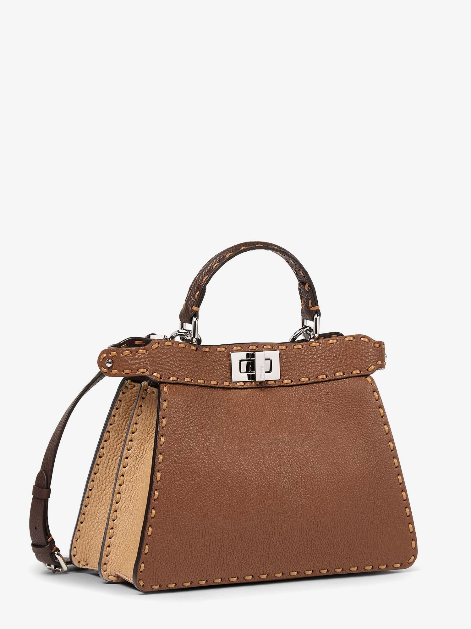 Peekaboo IseeU Small leather shoulder bag with Selleria macro stitching - Image 4