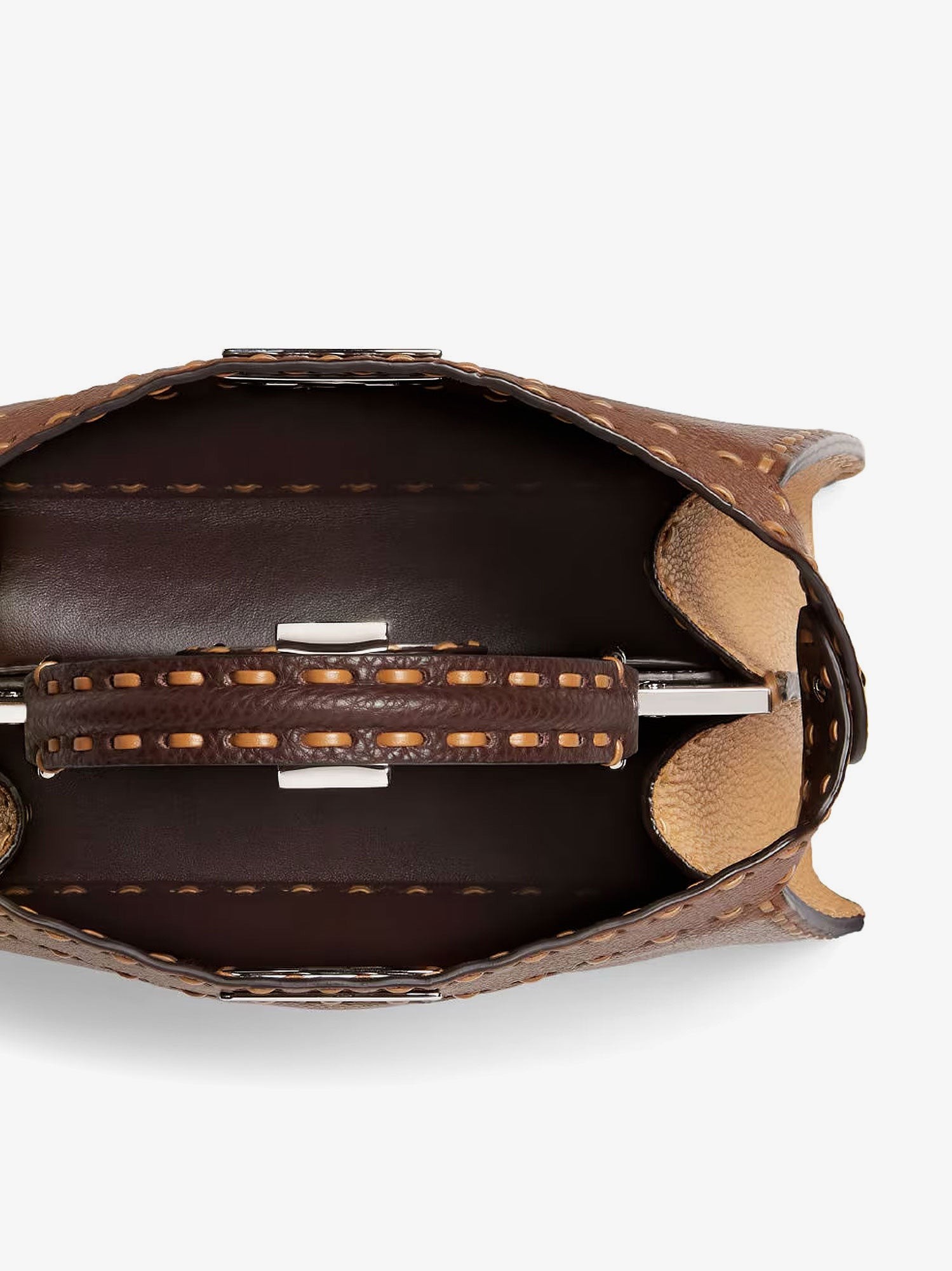 Peekaboo IseeU Small leather shoulder bag with Selleria macro stitching - Image 5