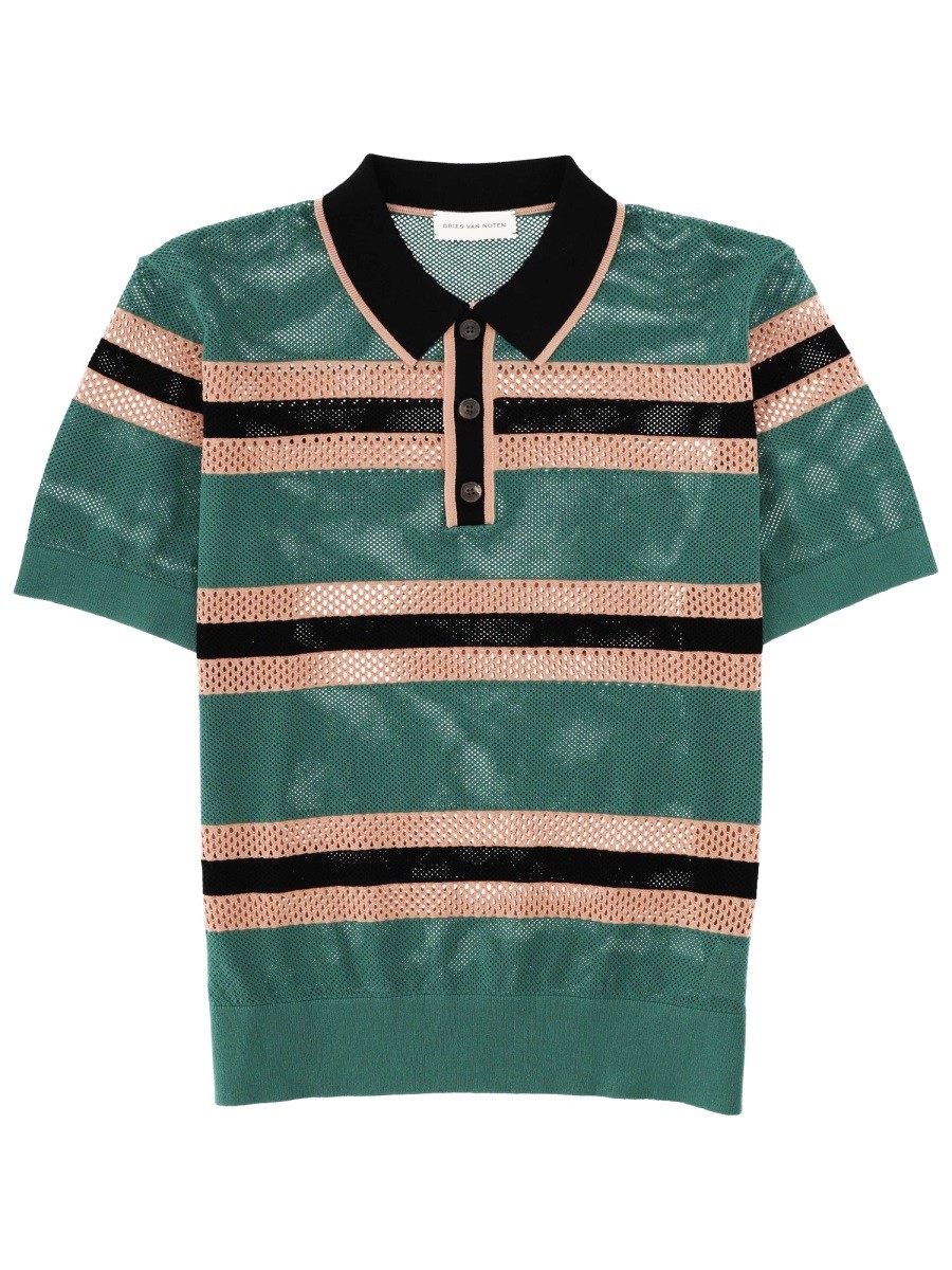 PERFORATED "MERCY STRIPE" POLO SHIRT