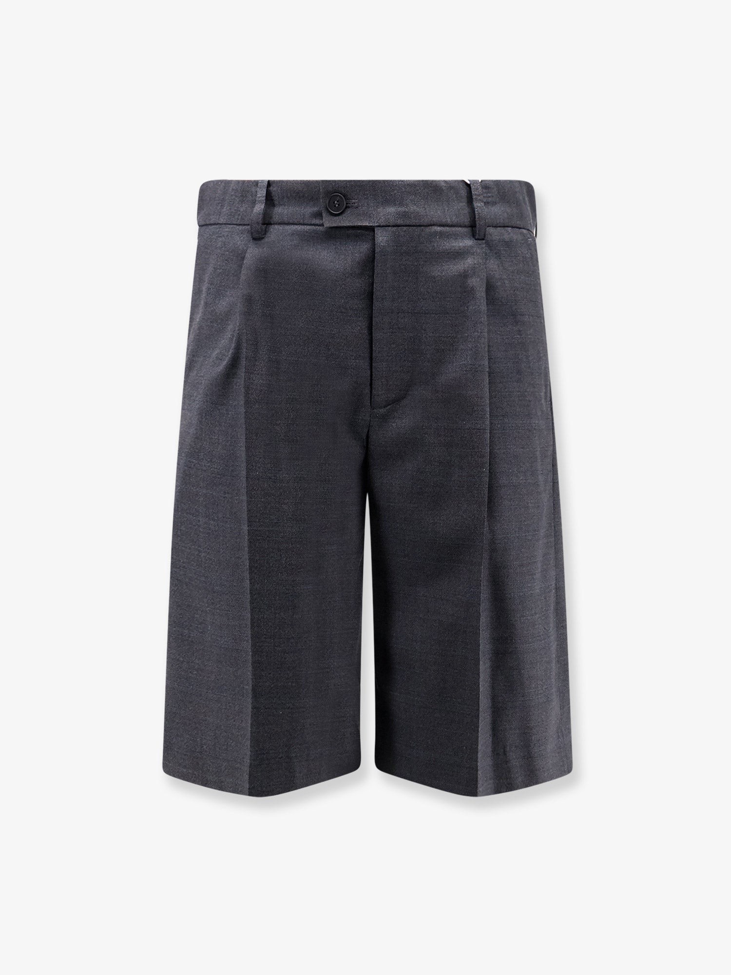 Pleated Check wool blend bermuda shorts