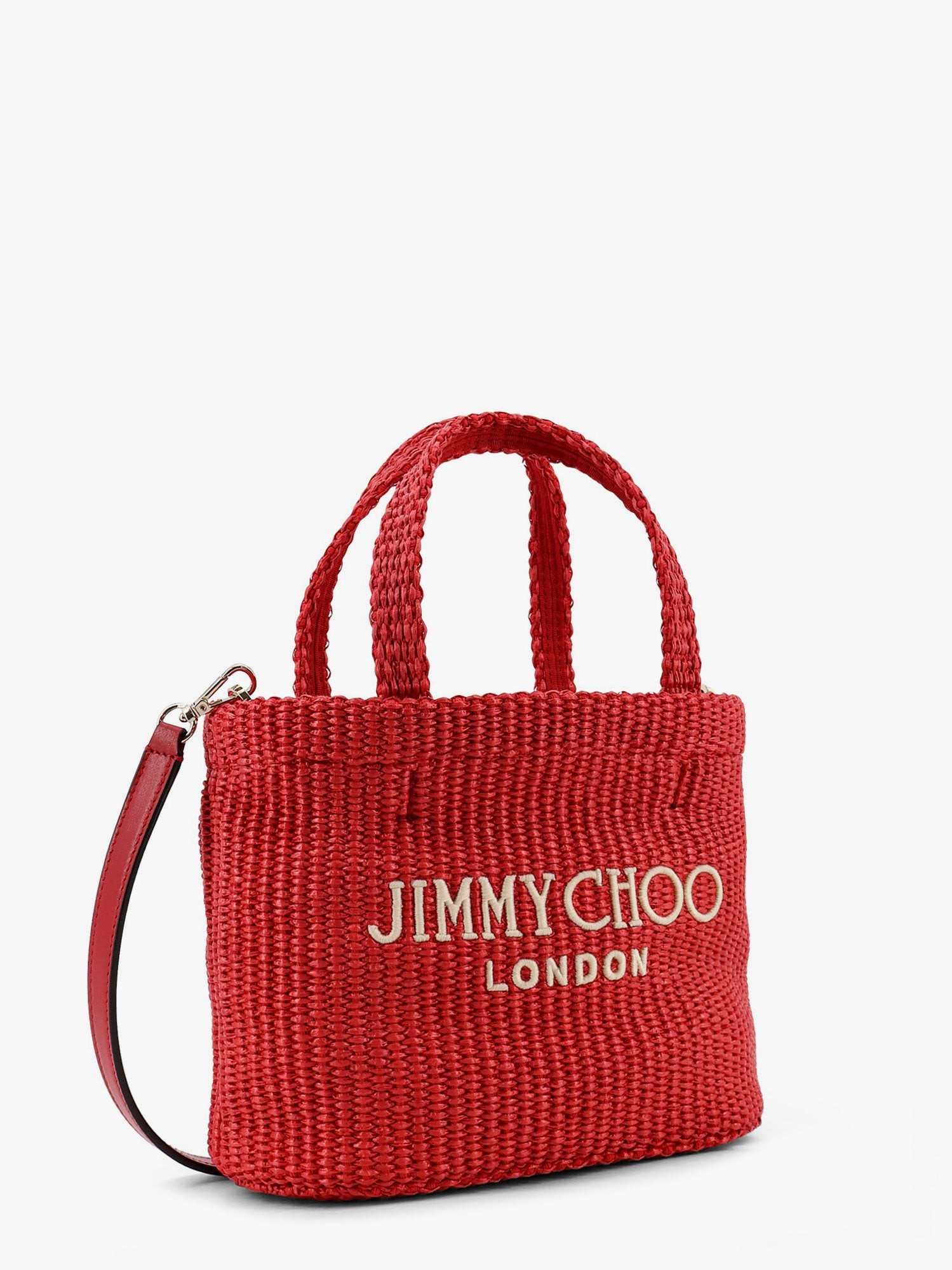 Raffia crossbody bag with embroidered logo on the front - Image 3